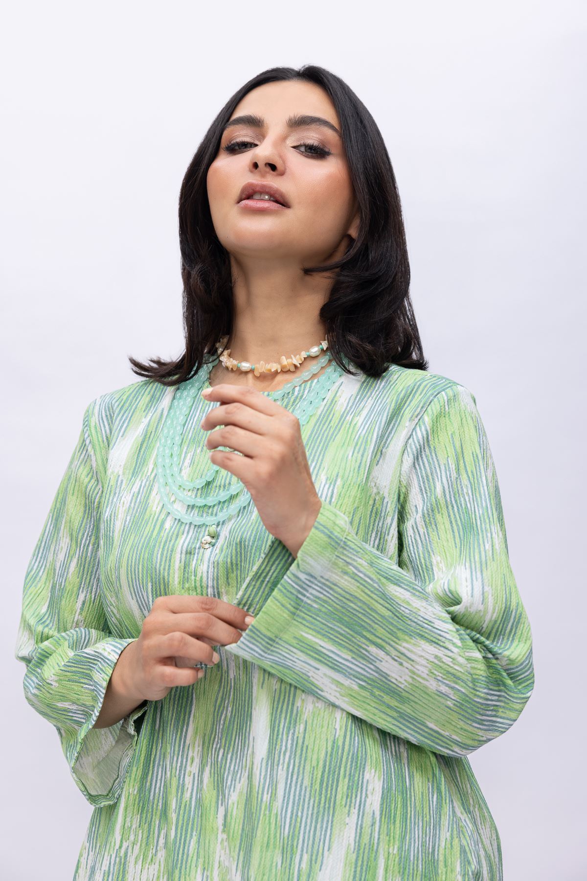 Printed Ripple Crinkle Abstract Cotton Kurta - 1-26-101-A-D-VG