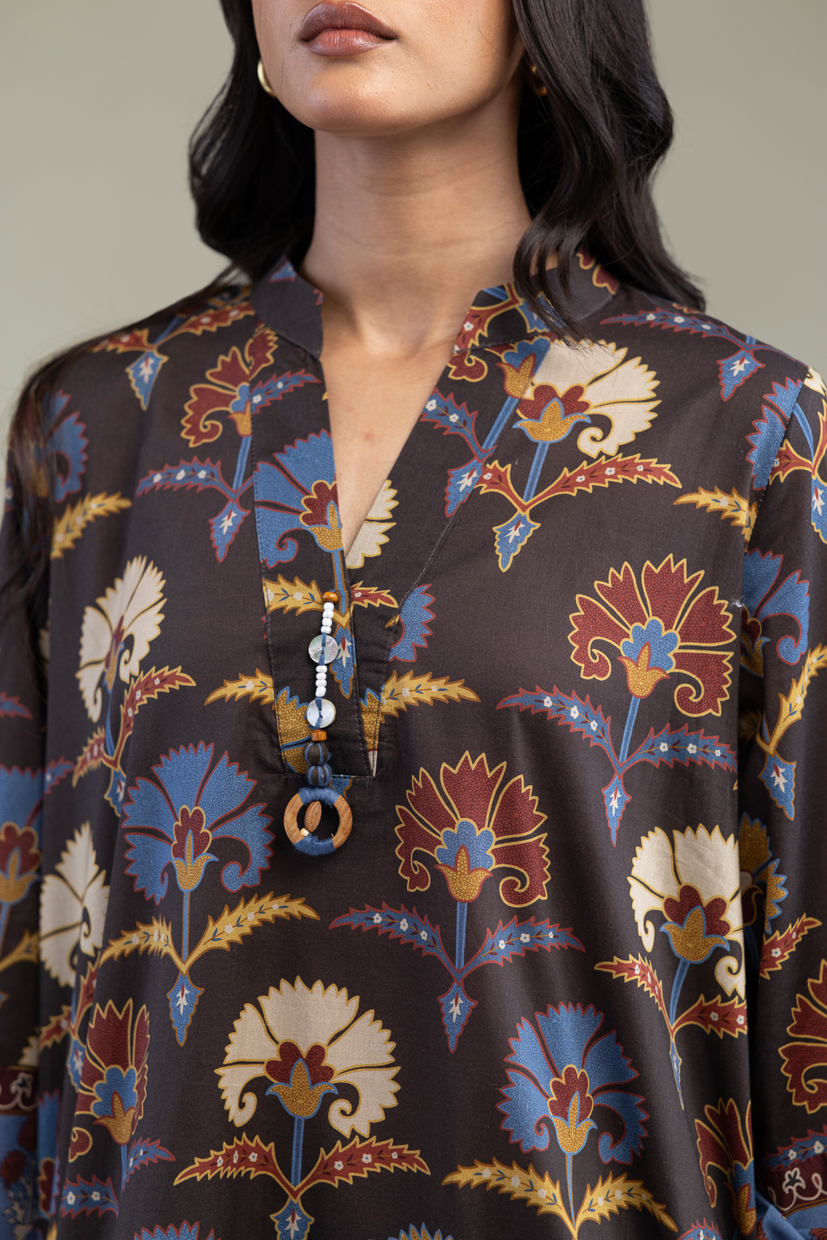 Printed Cambric Floral Cambric Kurta - 1-26-303-B-A1-VG