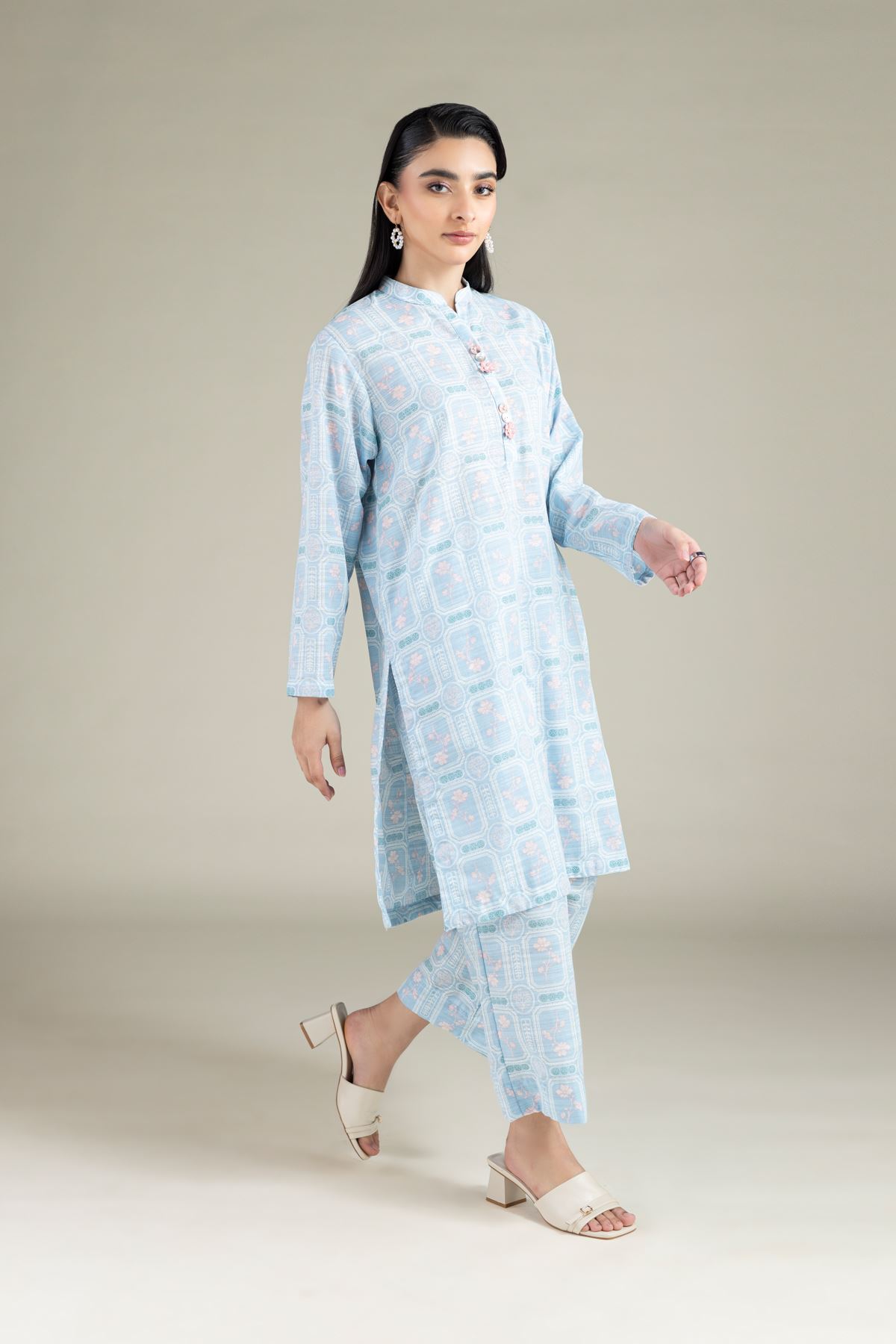Printed Textured Cotton Kurta - 25-08-8E7-08BA-VG