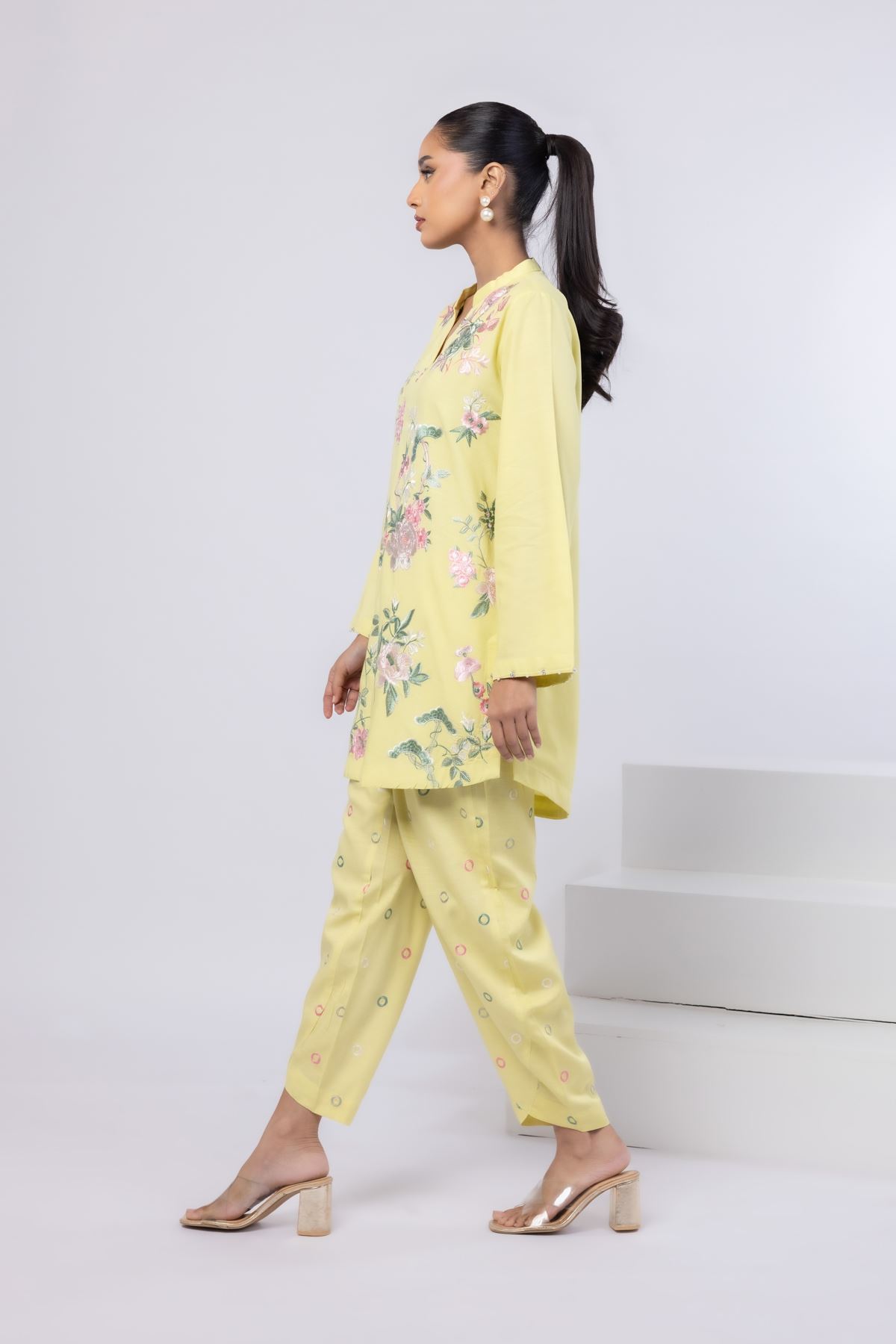 Embroidered Dull Raw Silk Pants - 25-06-6E6-06BA-VG
