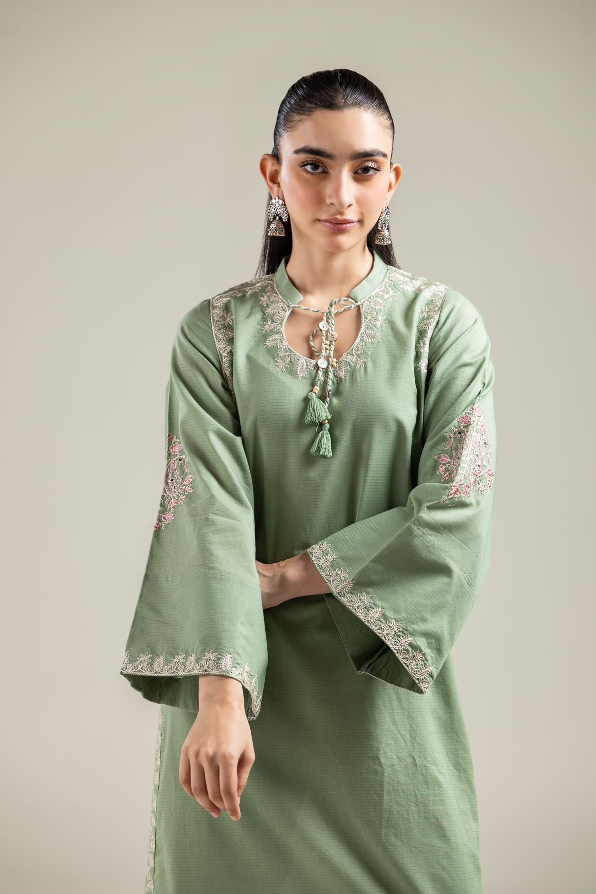 Embroidered Mesuri Floral Embroidered Kurta - 1-26-142-A-F-VG