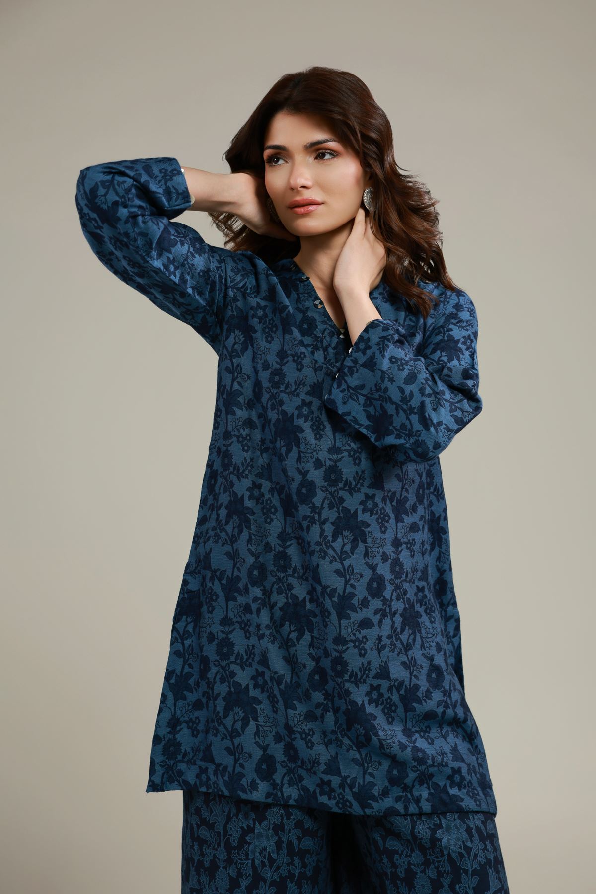 Dyed Jacquard Kurta - 25-09-11E3-07TA-VG