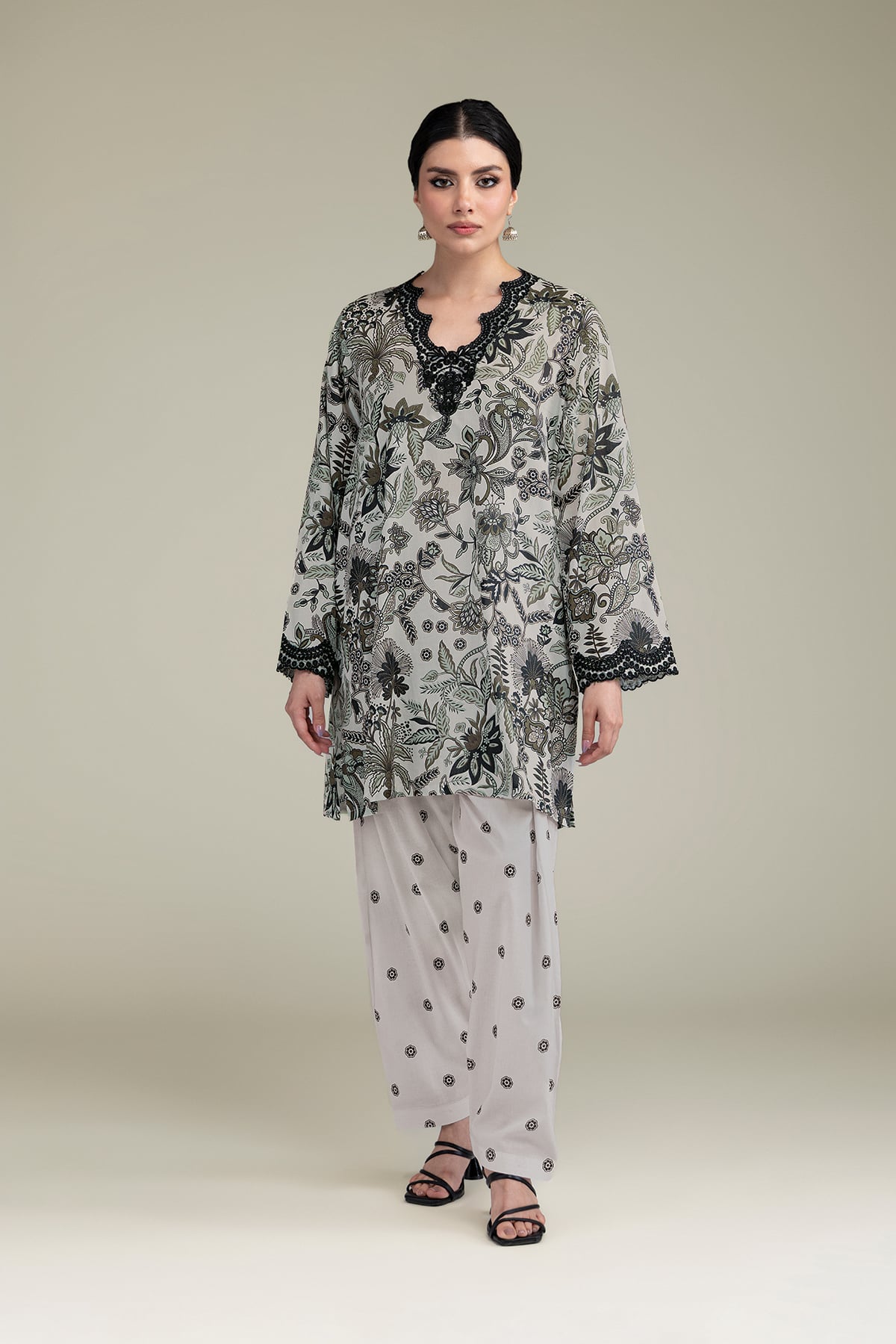Embroidered Cambric Fabrics 2 Piece | Top and Bottom - 2-26-308-A-B1-VG