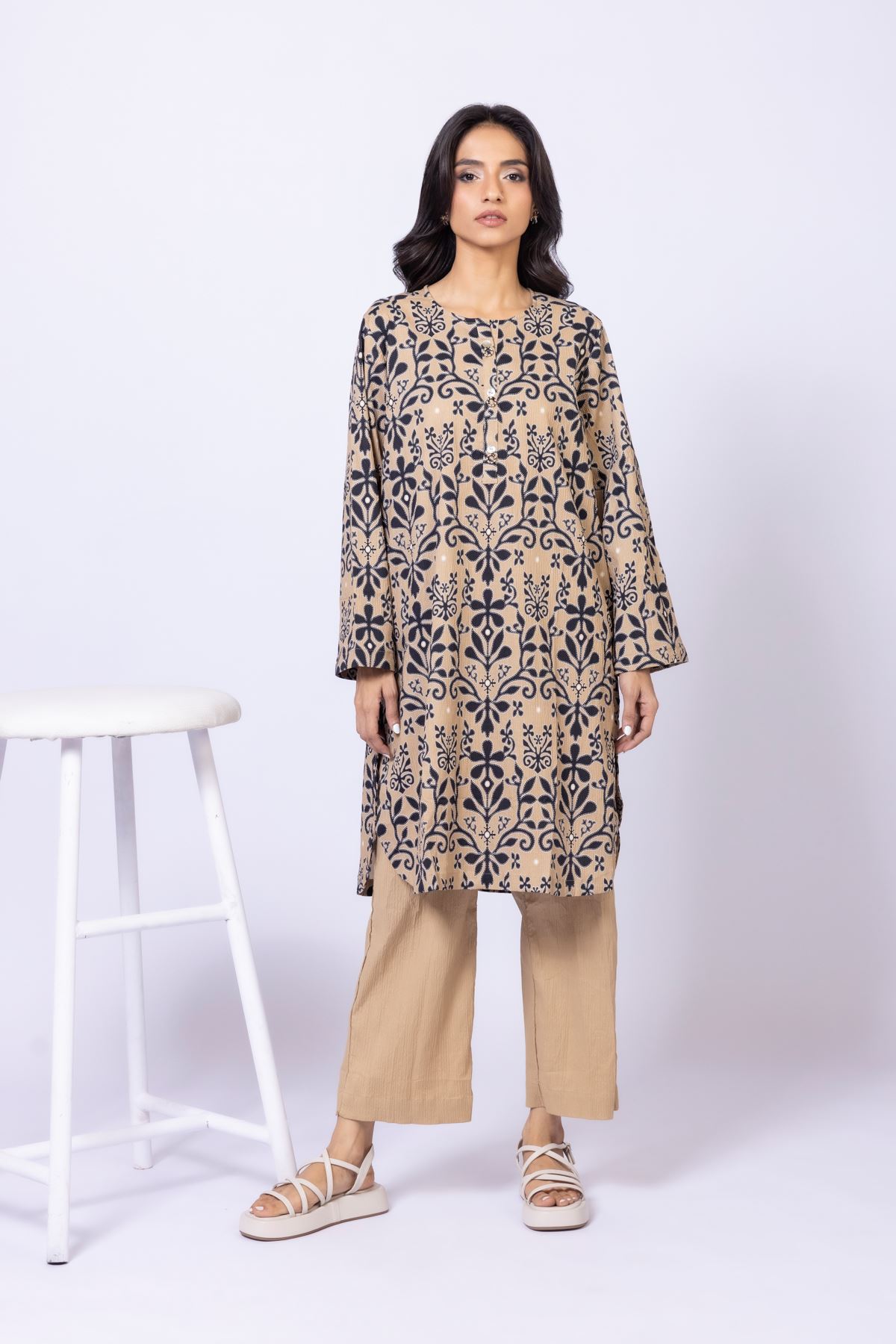 Printed Cotton Crinkle Kurta - OTD4-EX22-10TA-VG