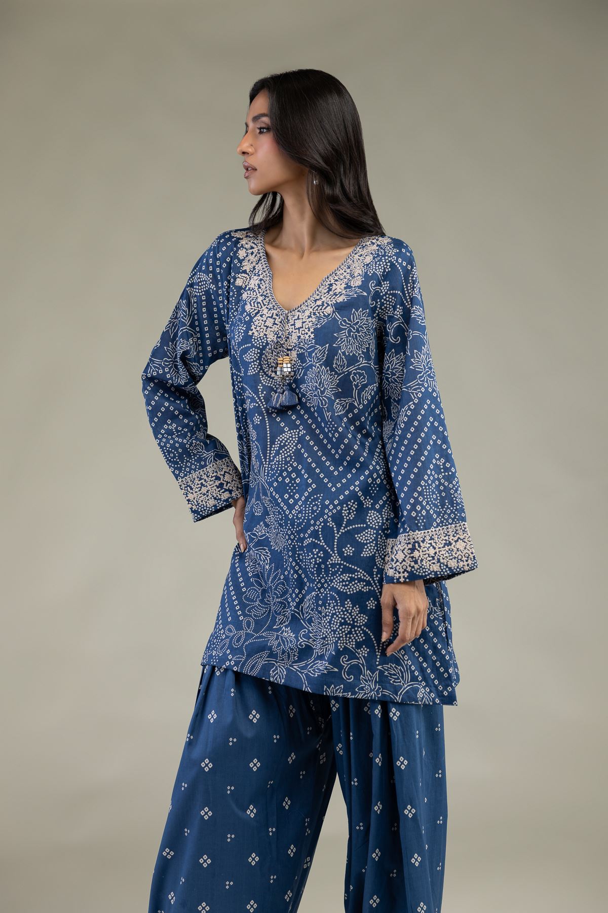 Embroidered Cambric Fabrics 2 Piece | Top and Bottom - A22-26-214FH1-VG