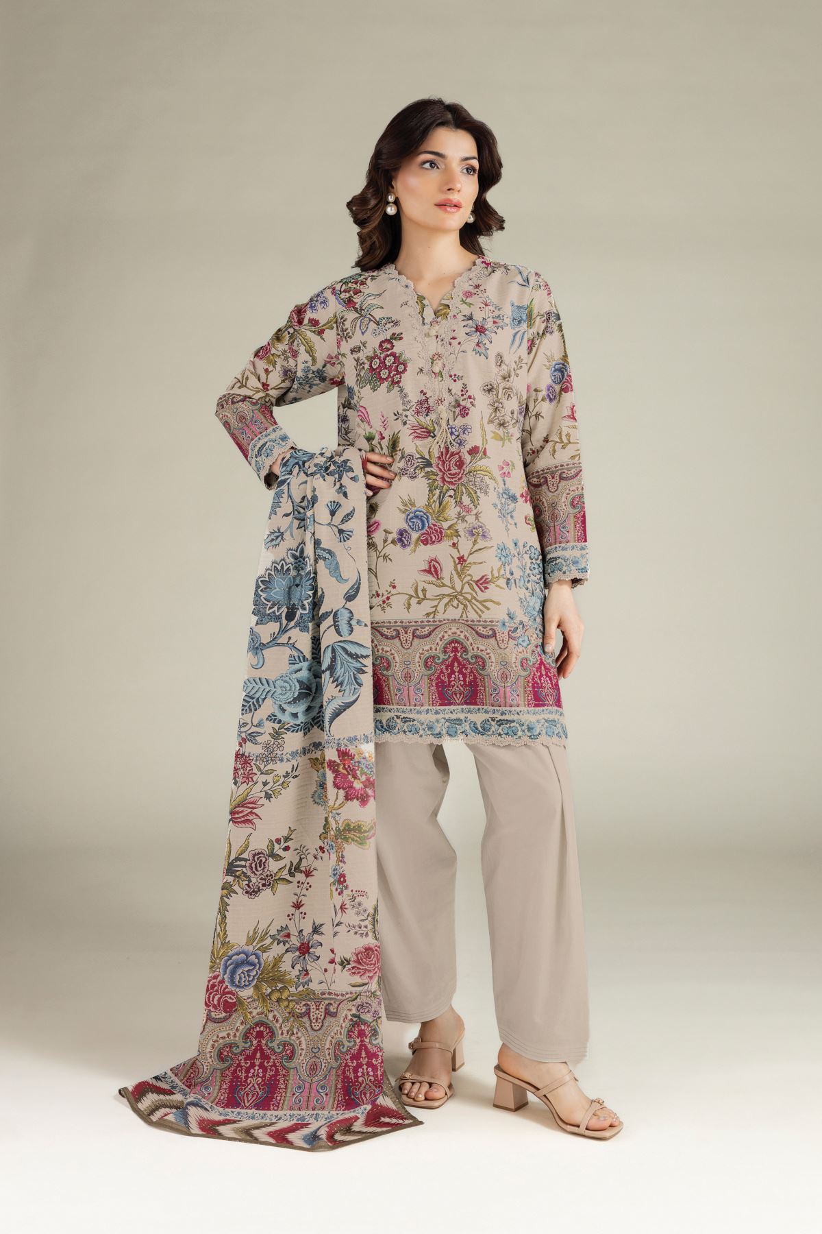 Printed Mesuri Dobby Tailored 3 Piece - T-A22-26-117FA1-VG