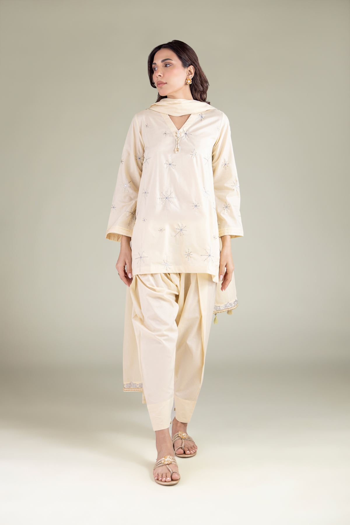 Embroidered Cambric Shalwar - 25-10-12E11-10TA-VG