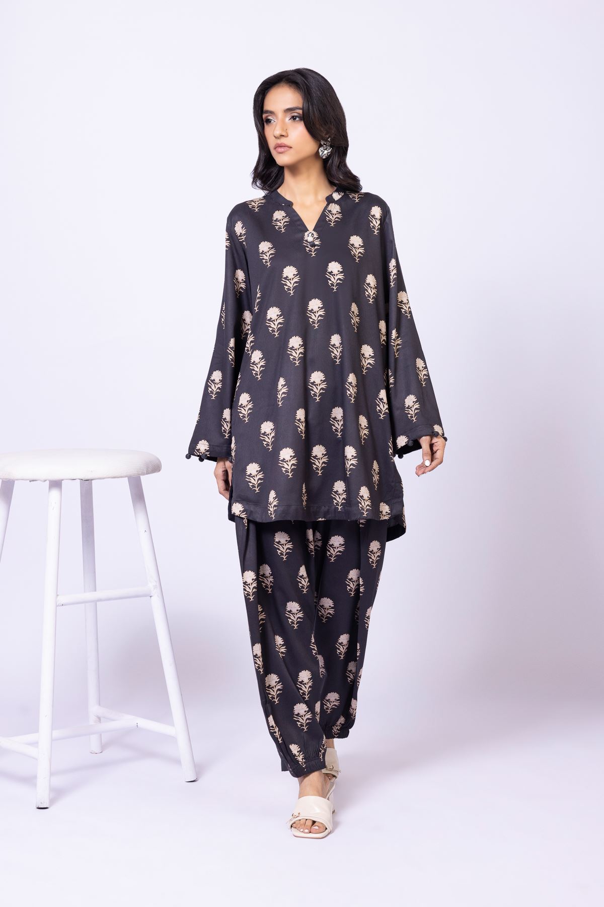 Printed Marina Shalwar - 25-09-10E8-01TB-VG