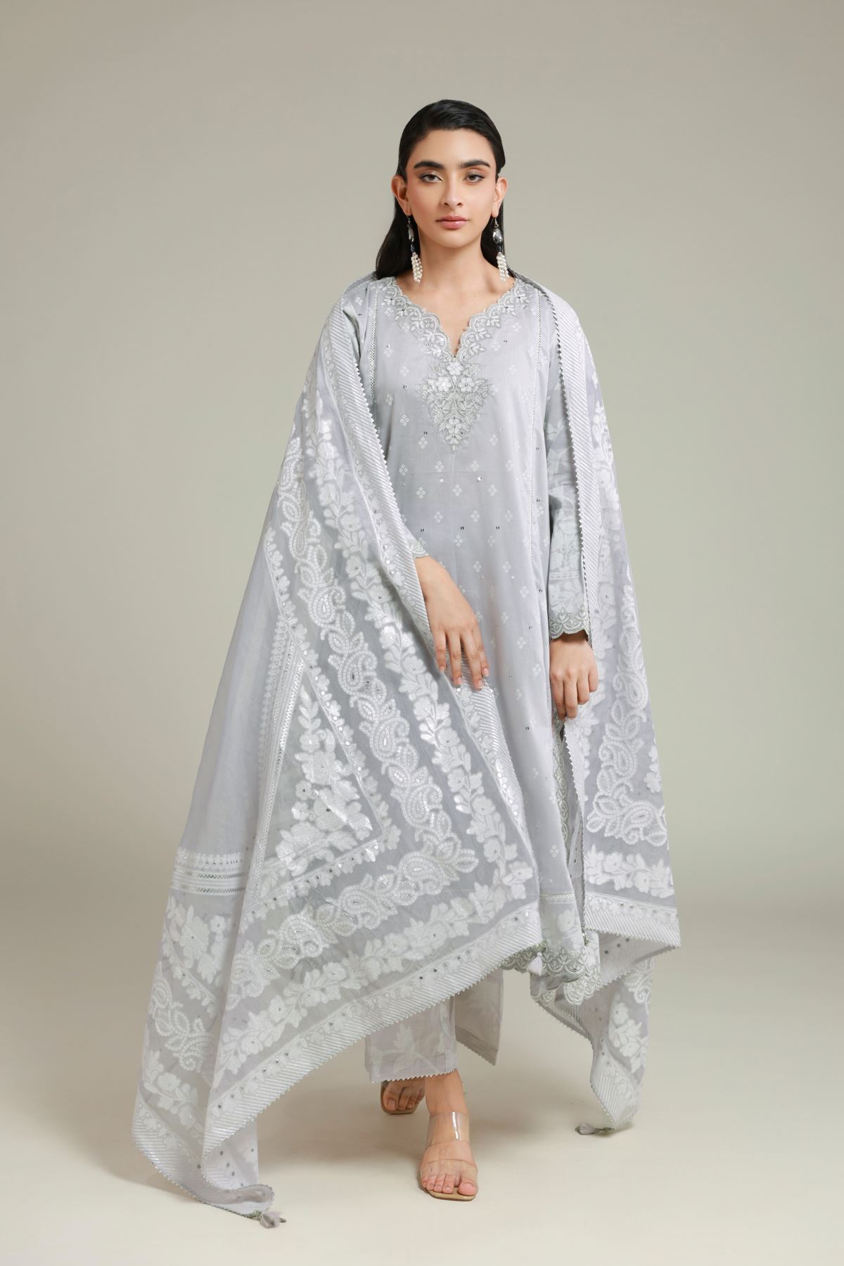 Embroidered Cambric Cambric Tailored 3-piece - T-A22-26-112FH1-VG