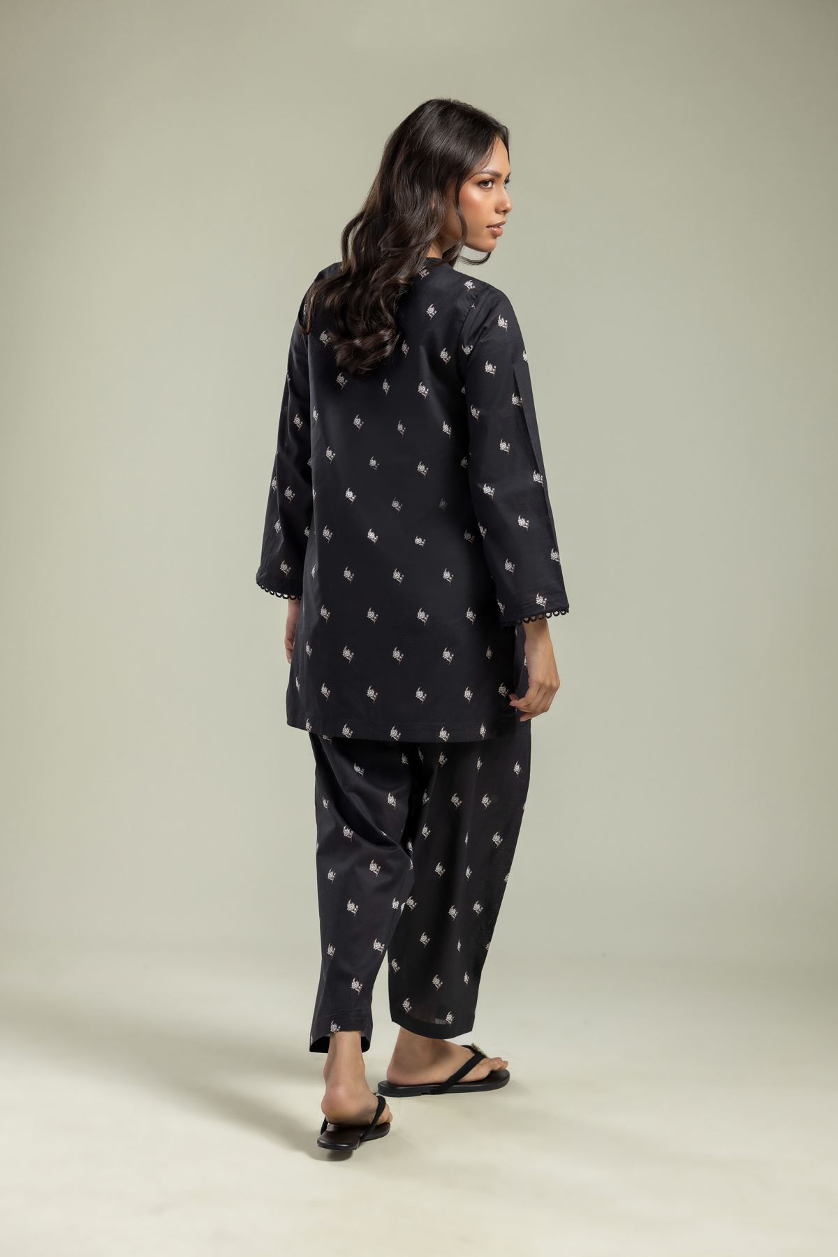 Printed Cambric Kurta - 25-09-9S3-07TB-VG
