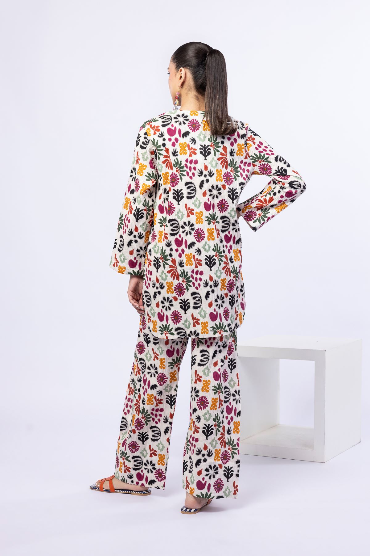 Printed Ripple Crinkle Kurta - 25-08-8E1-03TA-VG