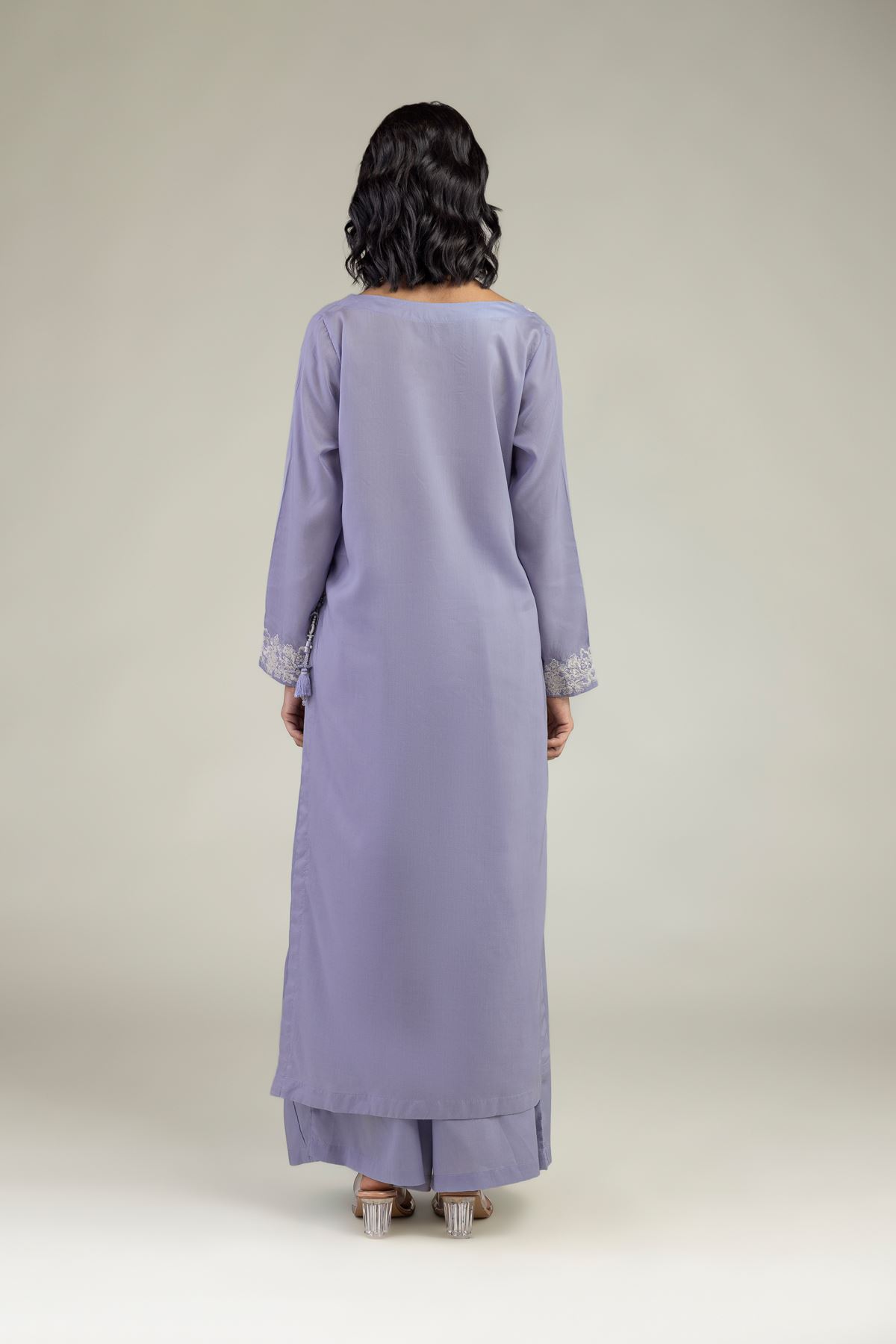 Embroidered Lyocell Long Lavendar Kurta - 1-26-240-A-J1-VG