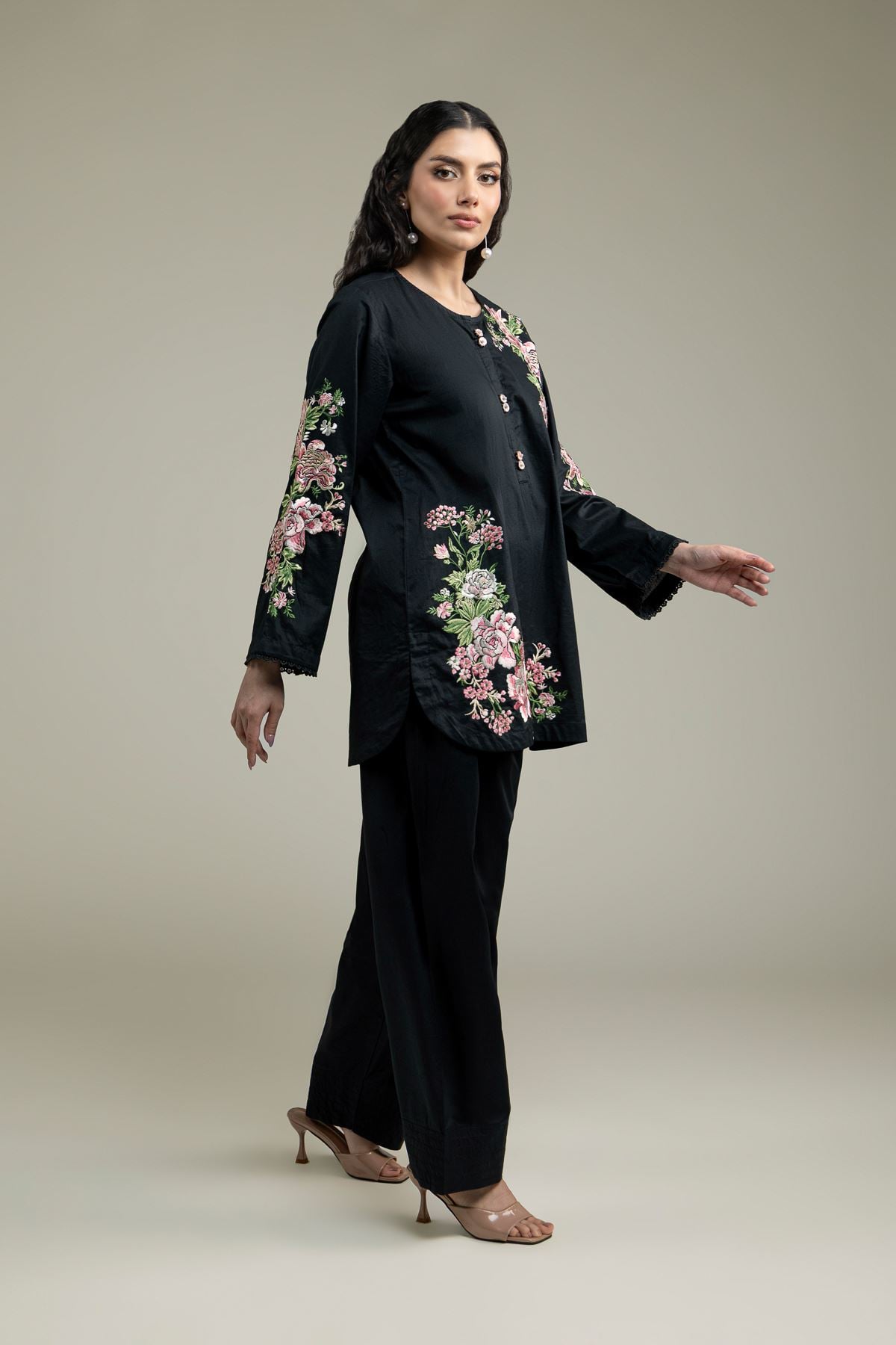 Embroidered Cambric Black Solid Shalwar - 25-10-11E1-02TB-VG