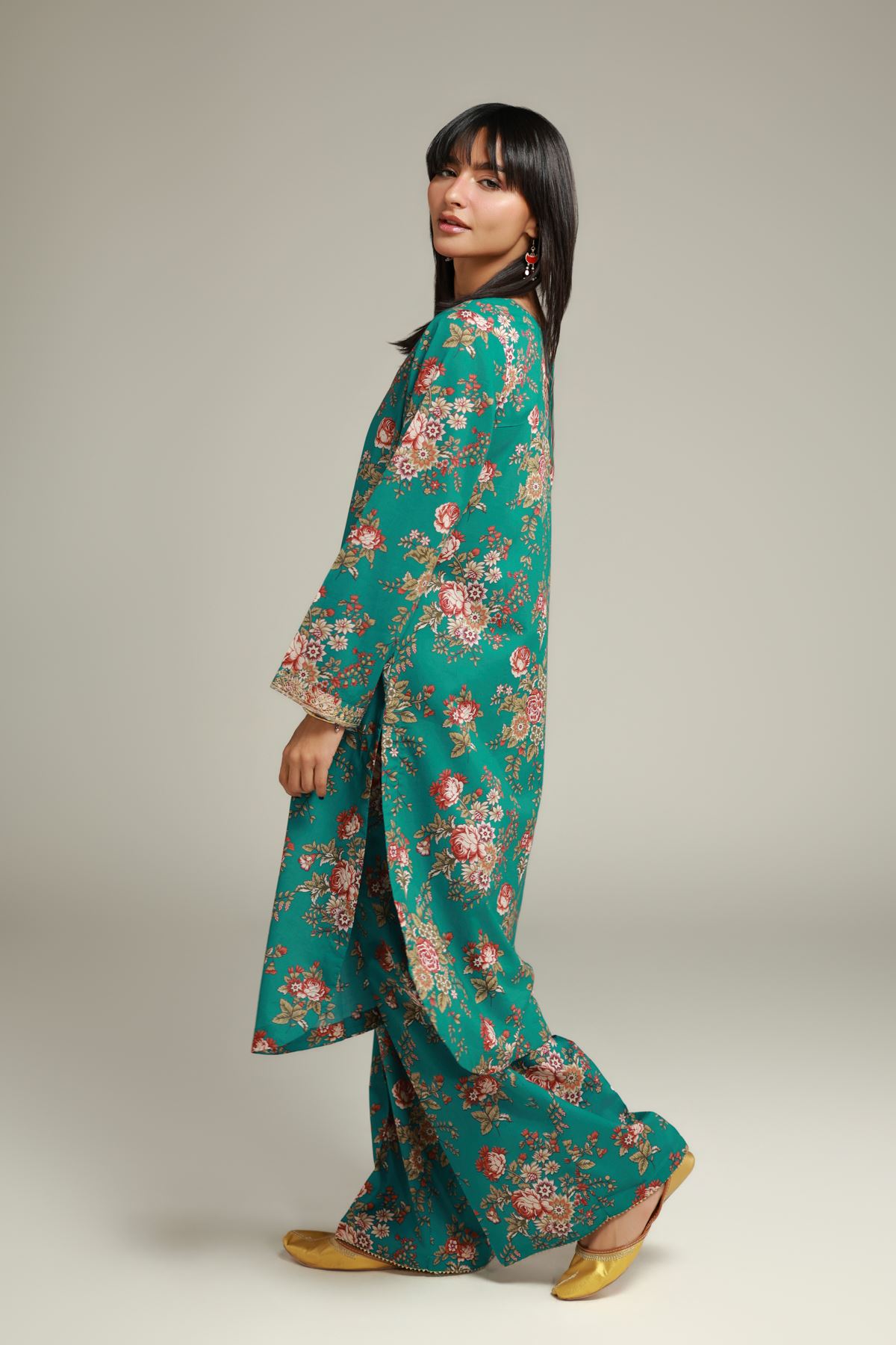 Embroidered Cambric Floral Cambric Pants - 1-26-132-A-E-VG