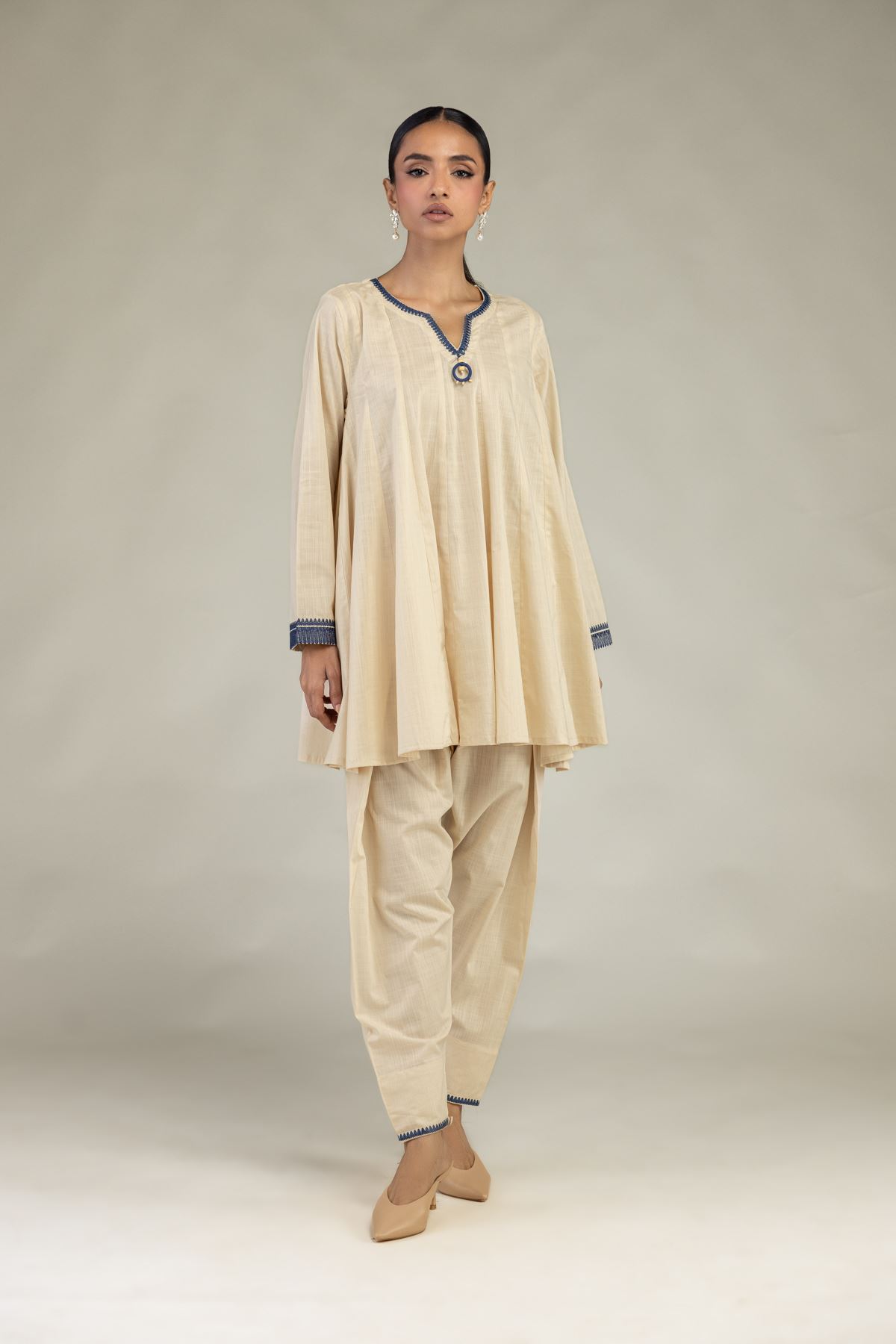 Textured Cotton Embroidered Textured Cotton Shalwar - 1-26-226-A-D2-VG