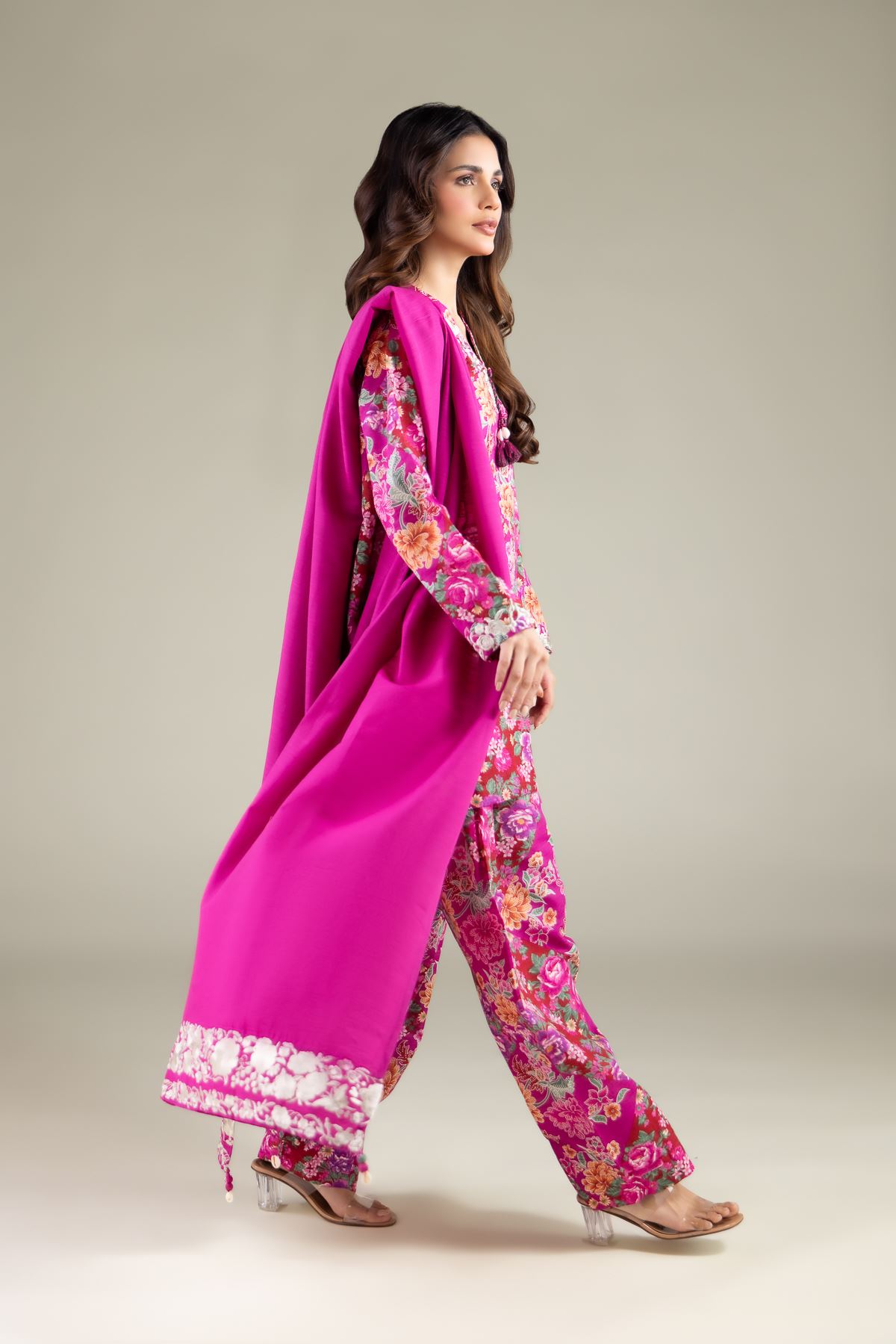 Embroidered Textured Cotton Floral Draped Dupatta - 1-26-115-A-B-VG