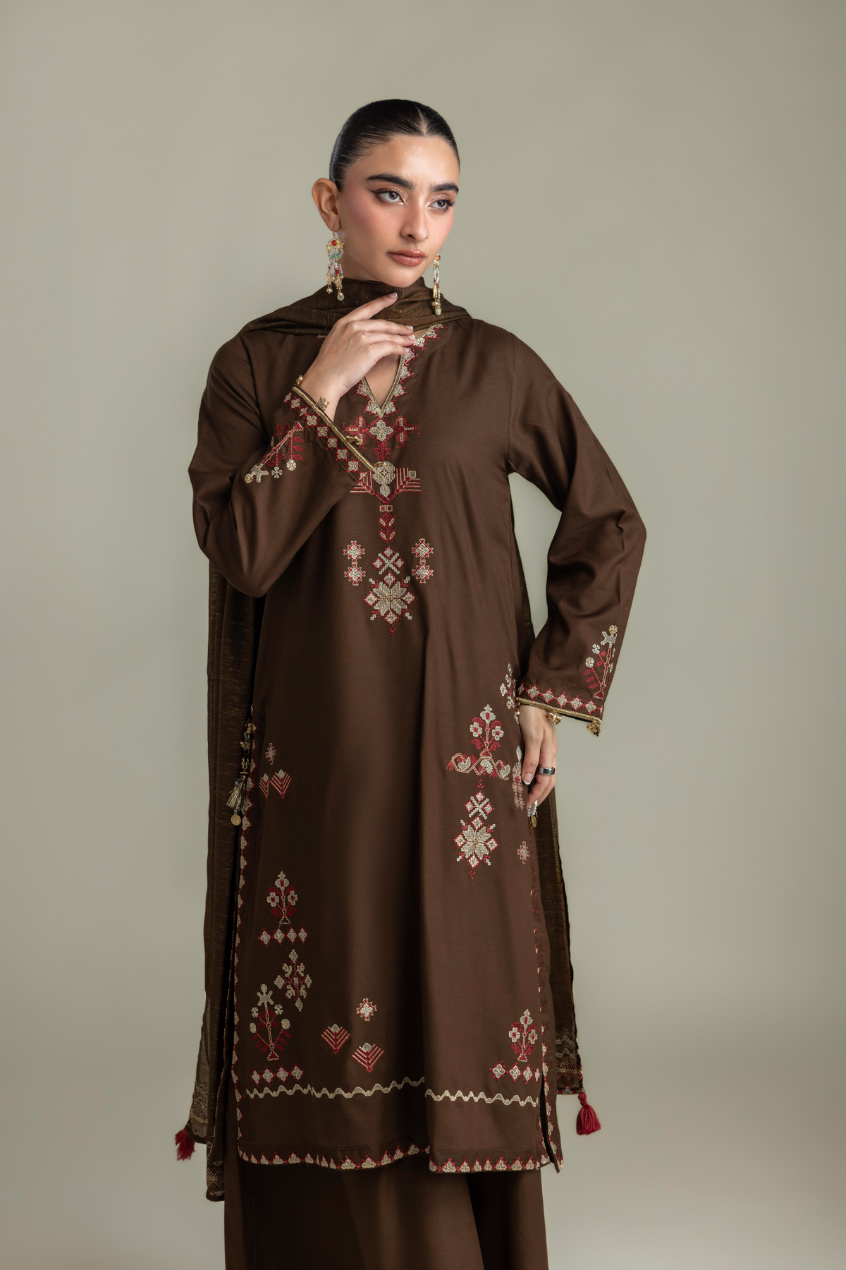 Embroidered Raw Silk Embroidered Silk Kurta - 2-26-418-A-H1-VG