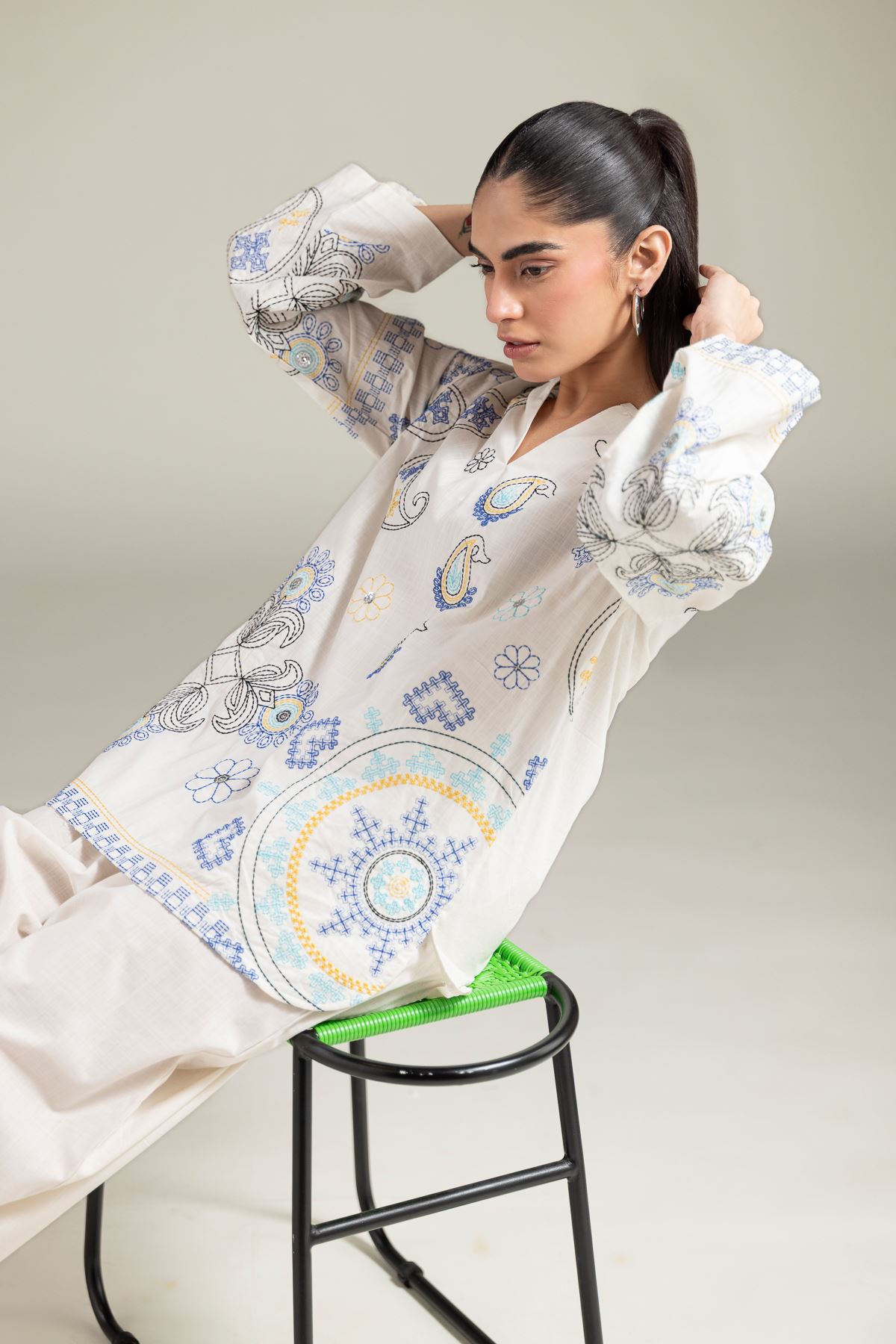Textured Cotton Tunic - 6-26-101-A-F-VG