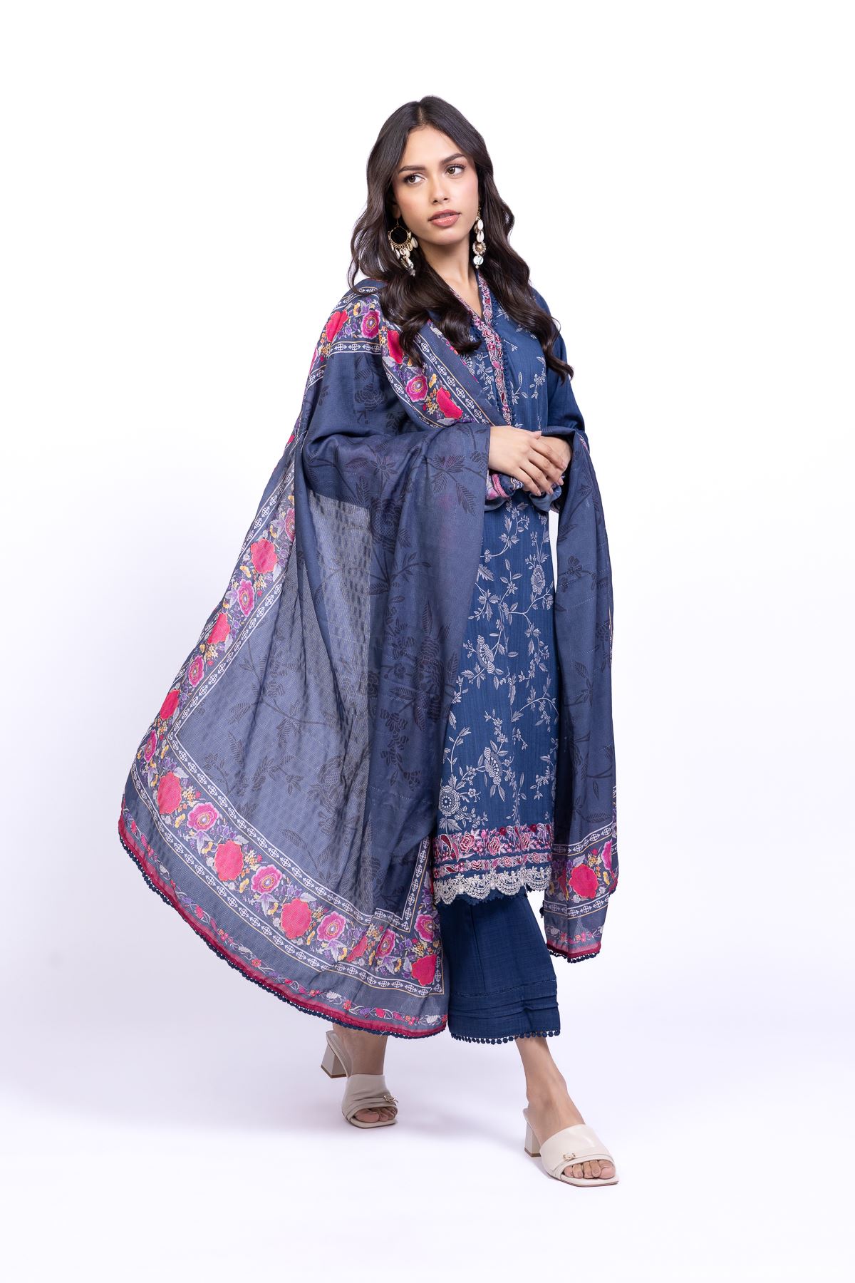 Printed Dobby Net Dupatta - 25-10-12E1-04TA-VG