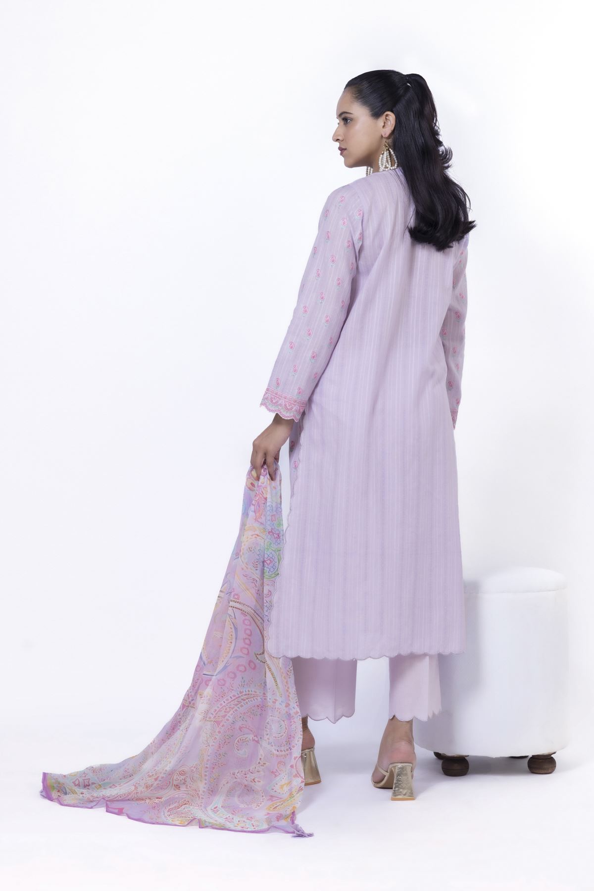 Embroidered Cambric Fabrics 3 Piece - CA02A-VG