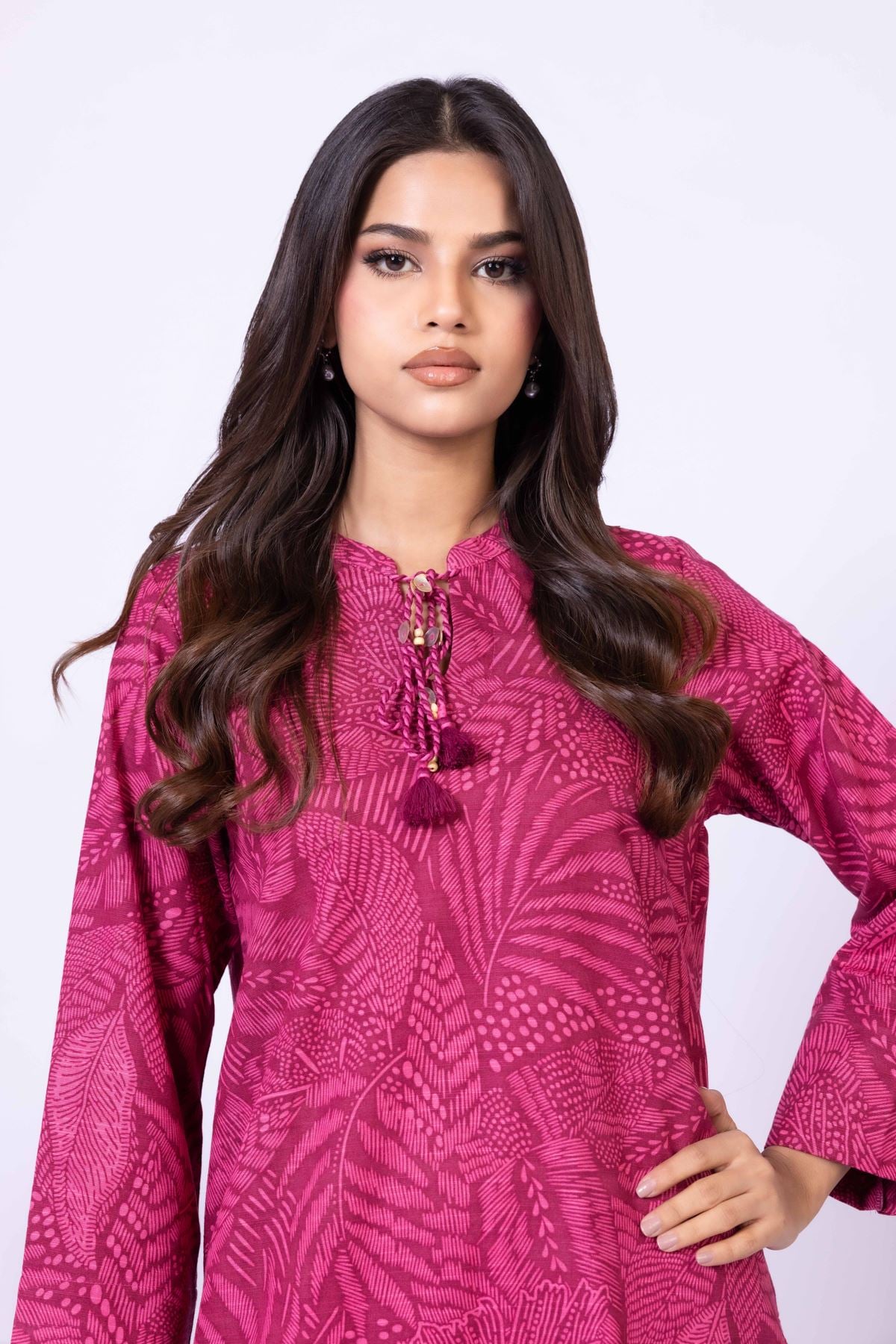 Printed Khaddar Kurta - 25-09-11E3-07TA-VG