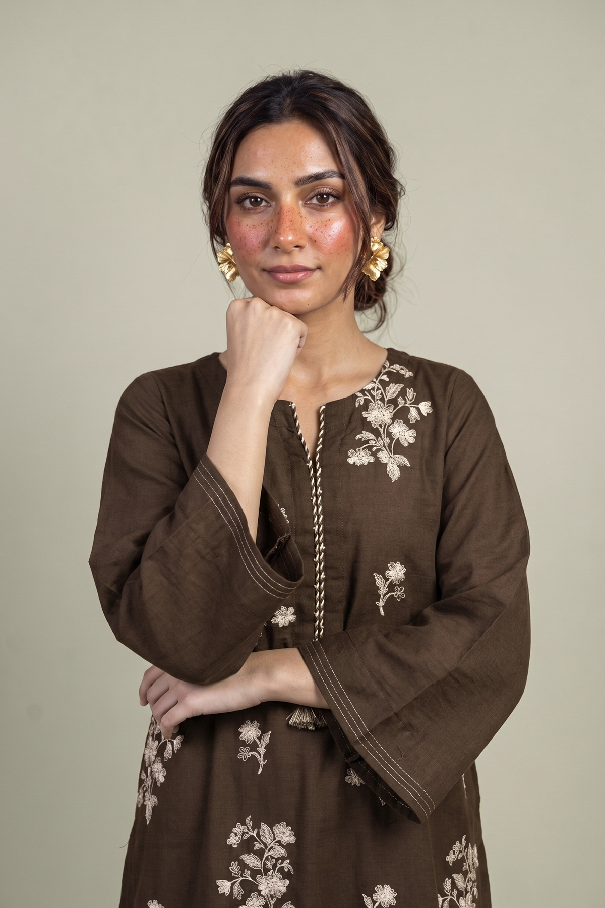Embroidered Light Khaddar Fabrics 2 Piece | Top and Bottom - 1-26-457-A-C2-VG