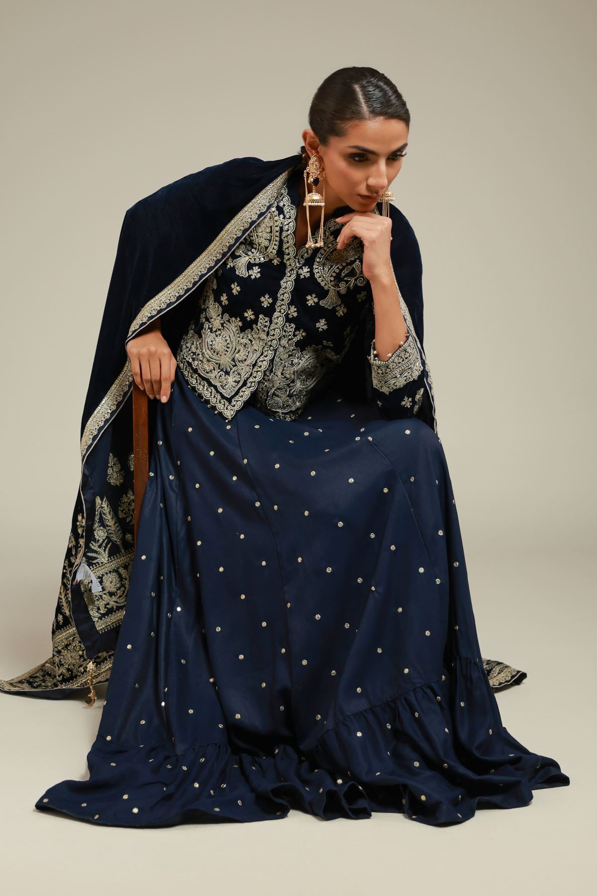 Embroidered Raw Silk Pants - 25-12-12S4-10TA-VG