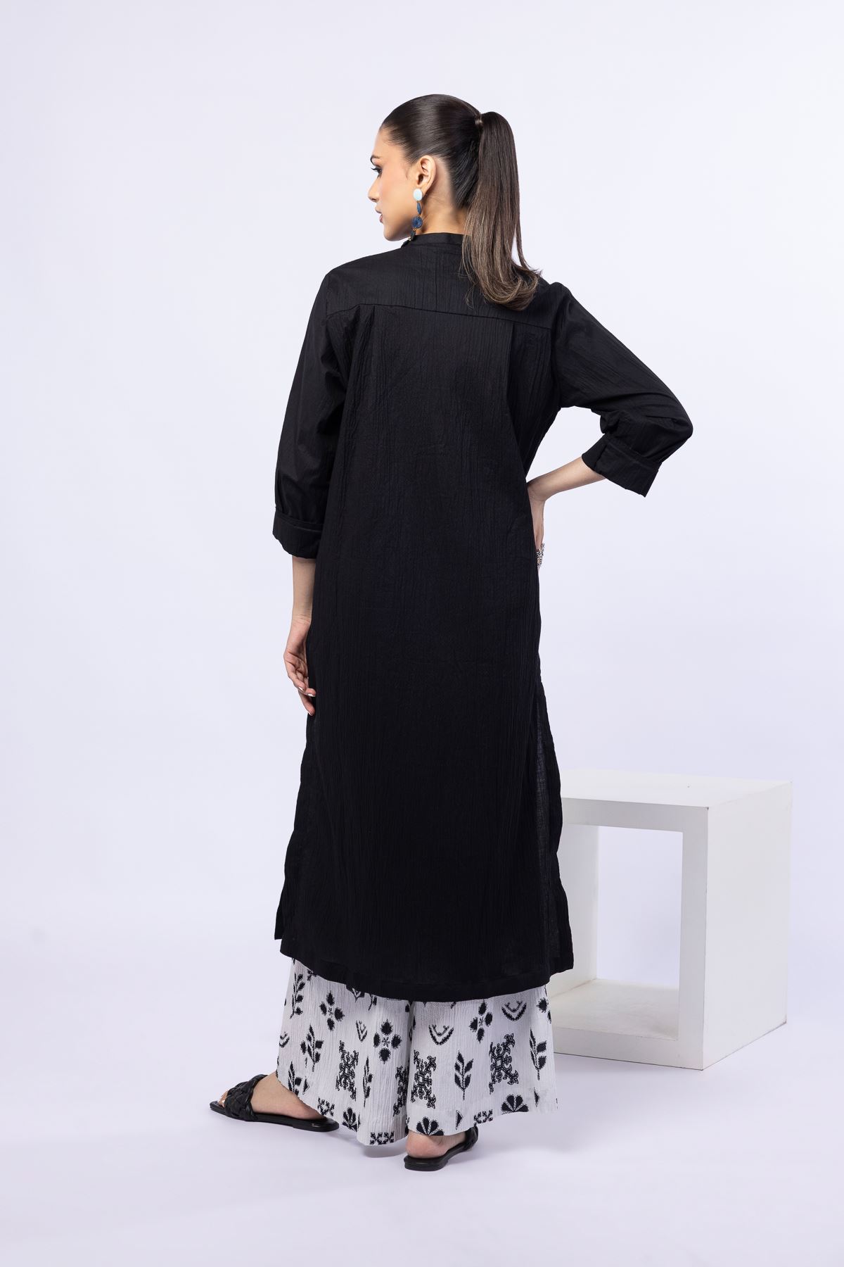 Dyed Ripple Crinkle Kurta - 25-04E43-01TB-VG