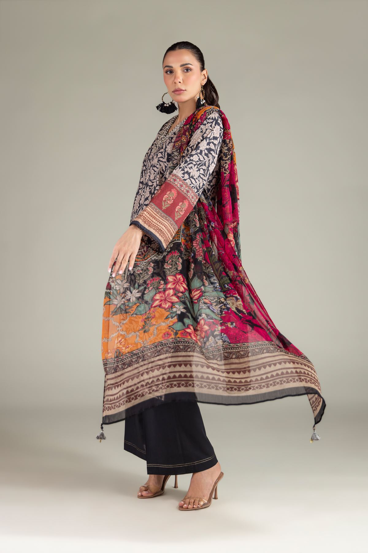 Embroidered Cotton Dobby 3 Piece Tailored Set - T-A11-26-118FI2-VG