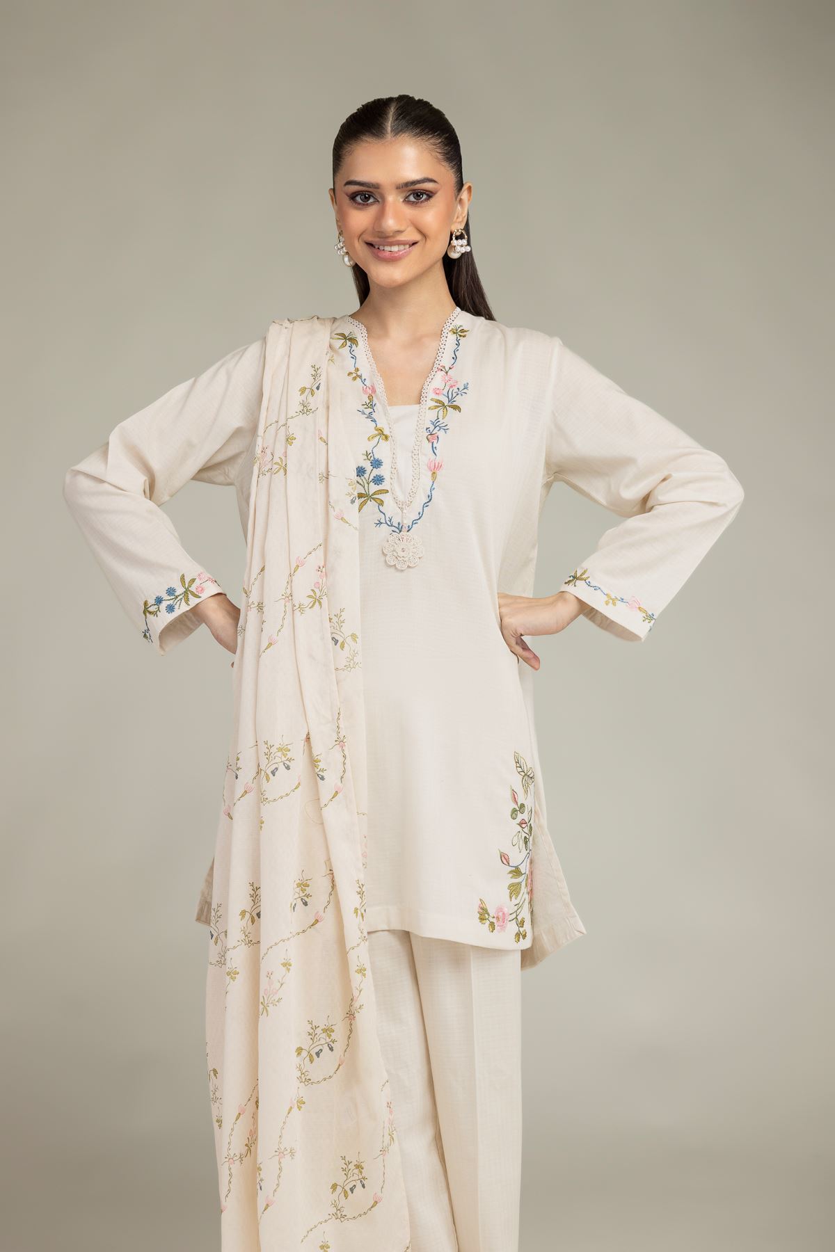 Embroidered Cotton Net Cotton Net Dupatta - 1-26-245-A-J1-VG