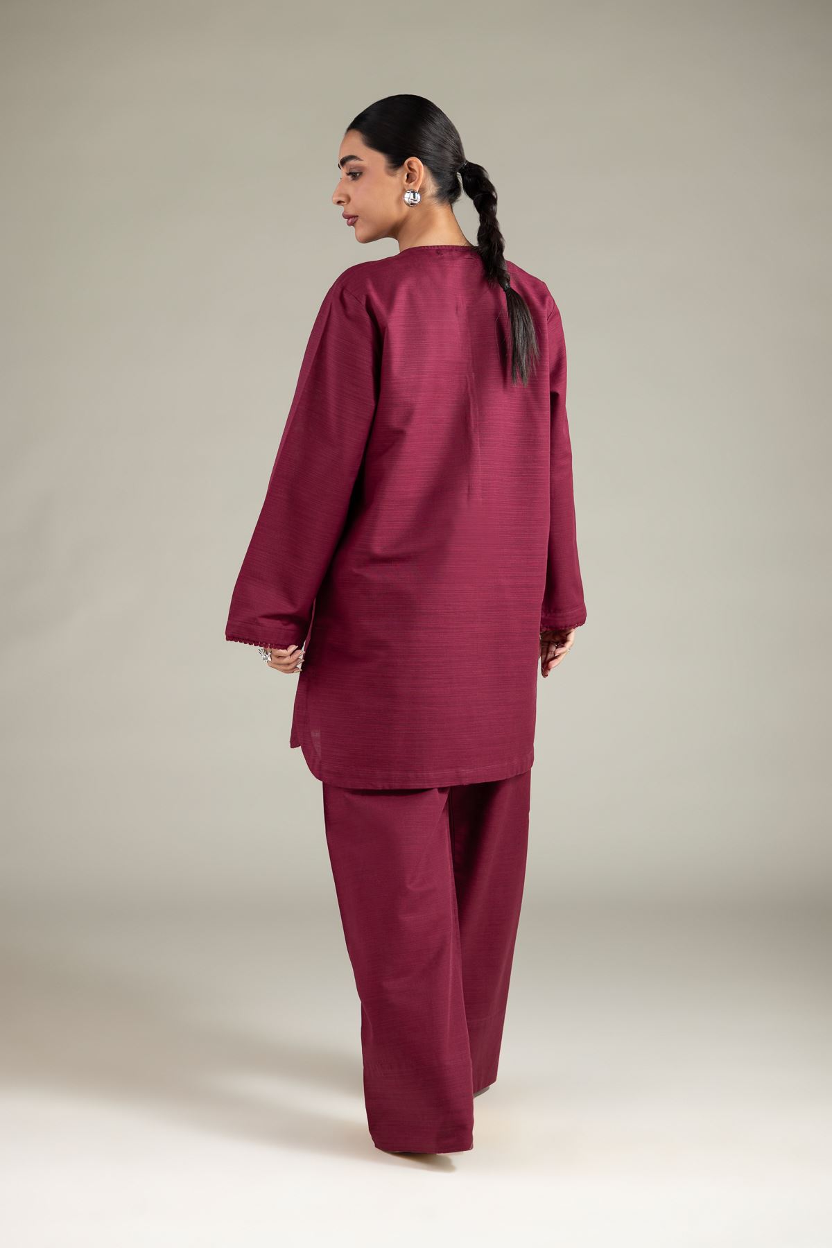 Dyed Textured Cotton Solid Short Kurta - 1-26-116-A-A-VG