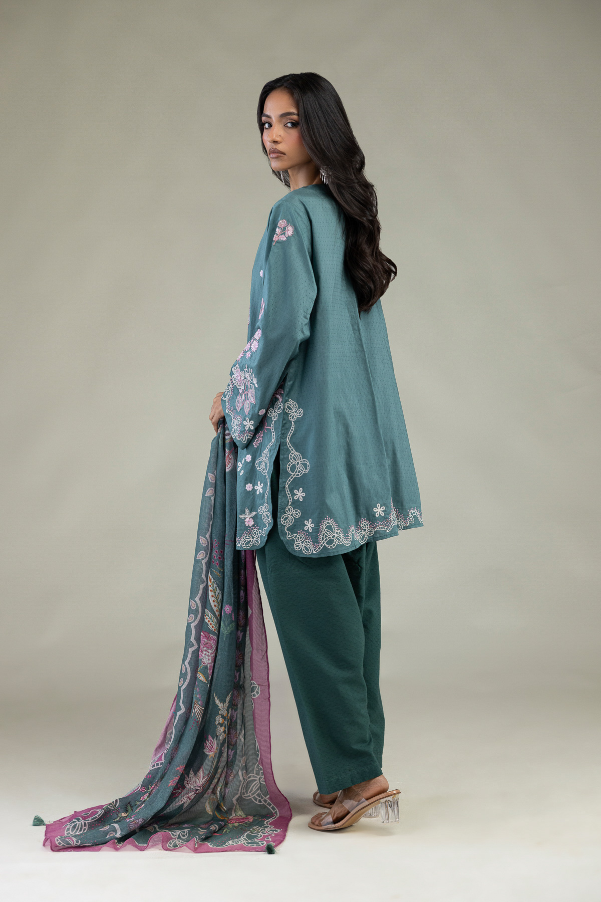 Embroidered Cotton Dobby 3 Piece Tailored - 1-26-102-A-F-VG