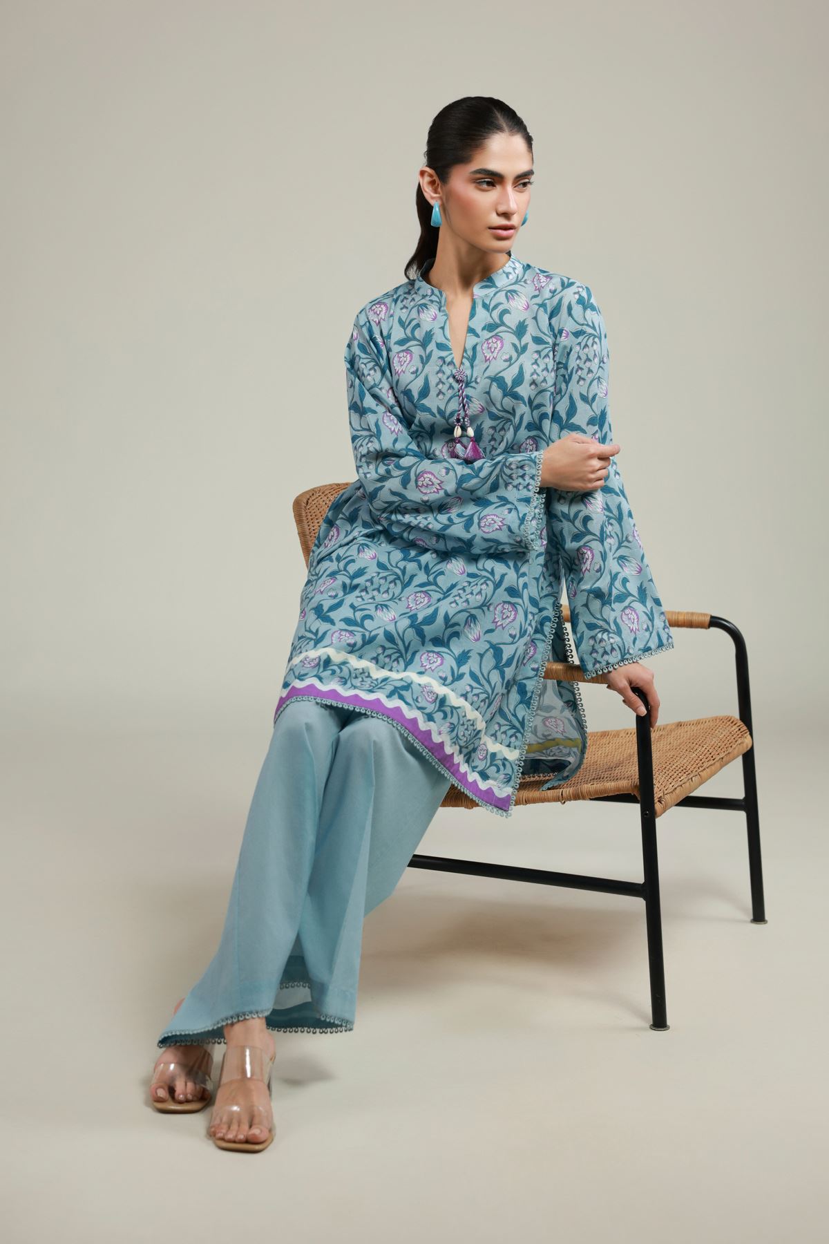 Printed Cambric Tailored 2 Piece | Top and Bottom - 2-26-106-A-B-VG