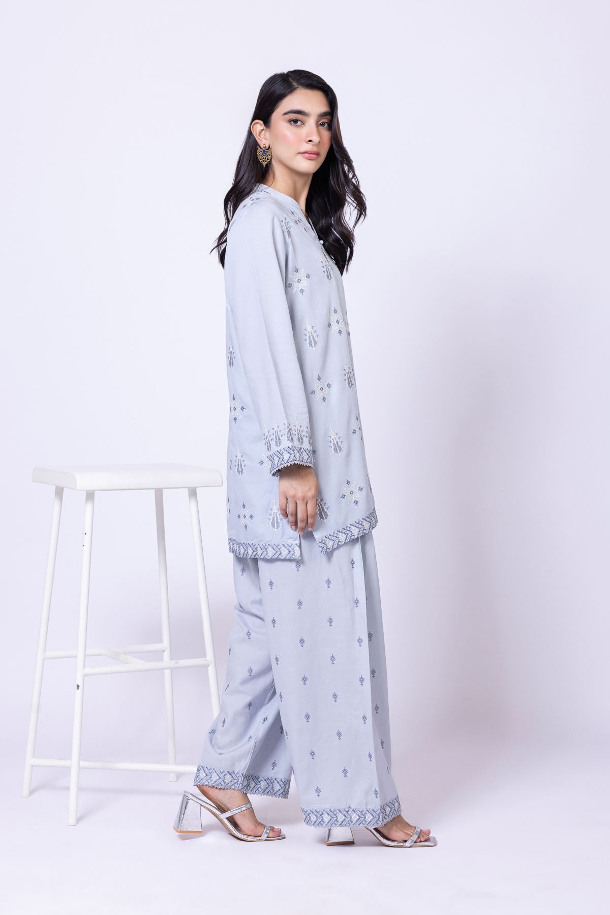 Embroidered Dull Raw Silk Kurta - 25-09-11E14-08TA-VG
