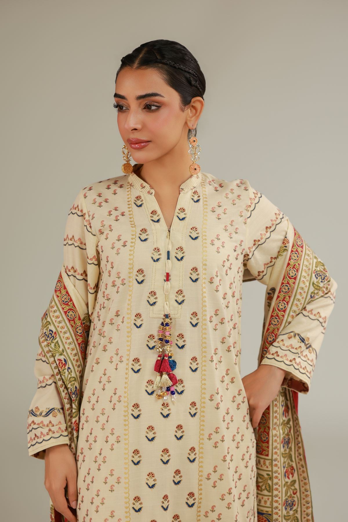 Raw Silk 3 Piece Co-ord Set - 12-26-114-F-E-VG