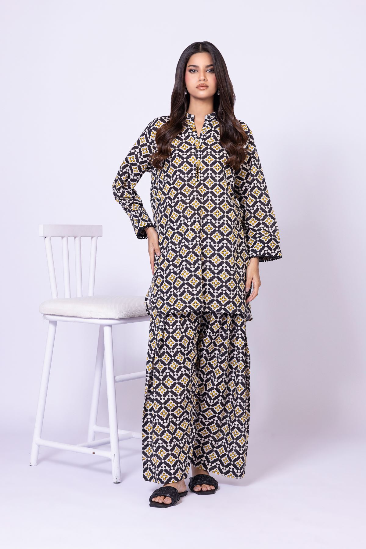 Printed Textured Cotton Kurta - 25-09-11E14-08TA-VG