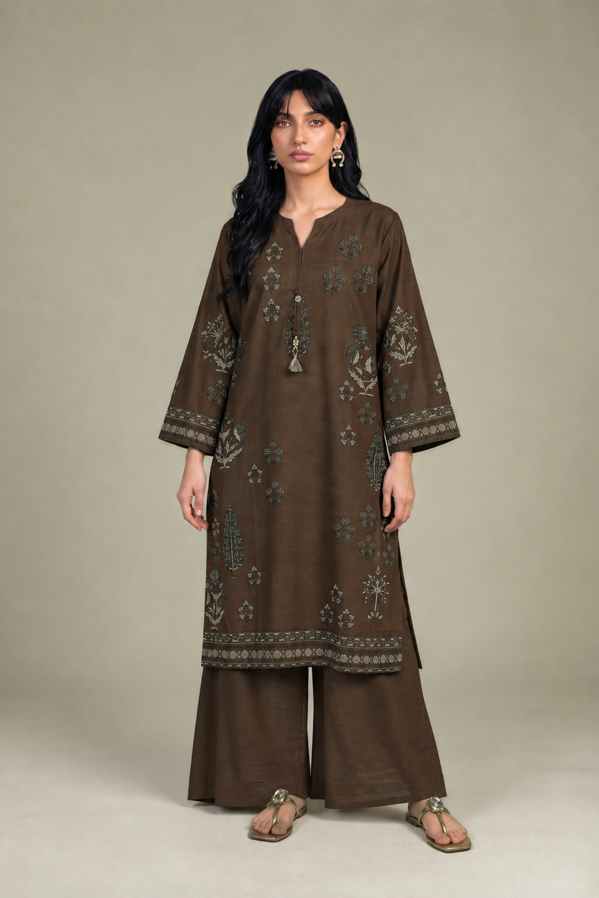 Printed Light Khaddar Kurta - 2-26-308-A-G1-VG