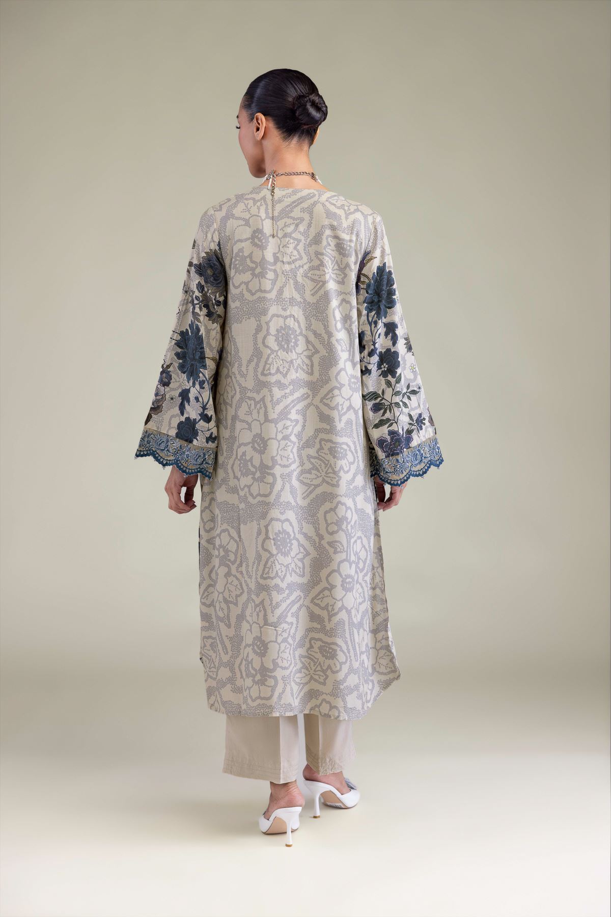 Embroidered Raw Silk Floral Silk Kurta - 2-26-202-A-B-VG