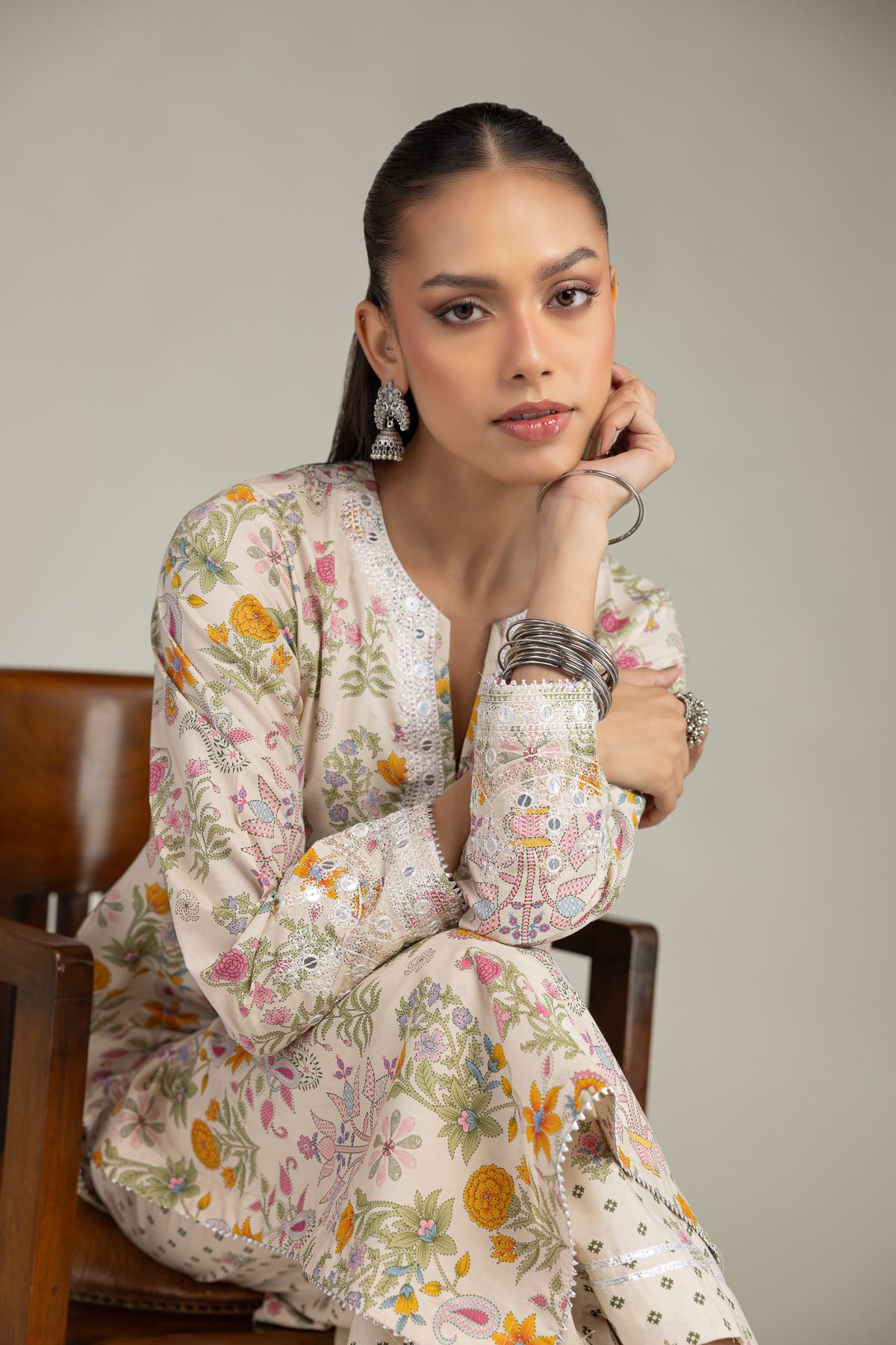 Embroidered Cotton Viscose Cotton Viscose Kurta - 2-26-201-A-C-VG