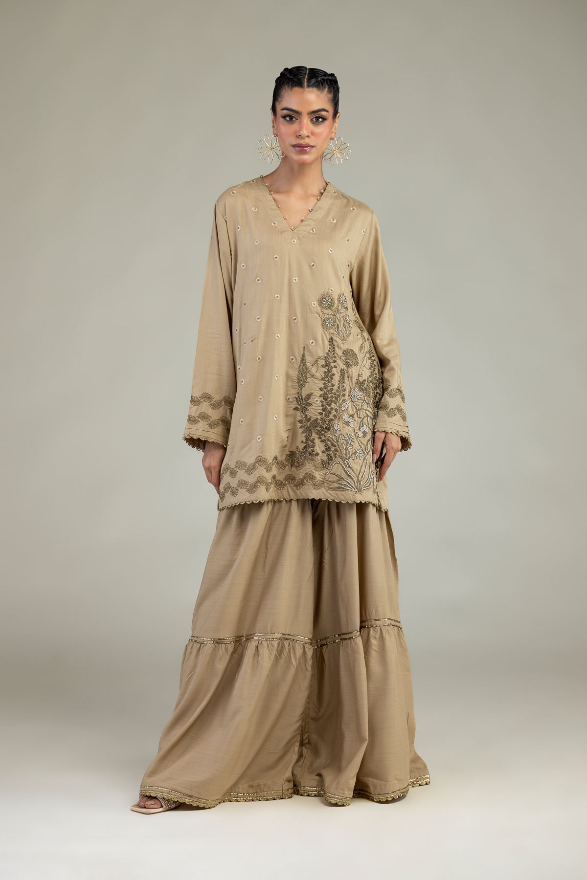 Embroidered Raw Silk Raw Silk Pants - 2-26-203-A-F1-VG