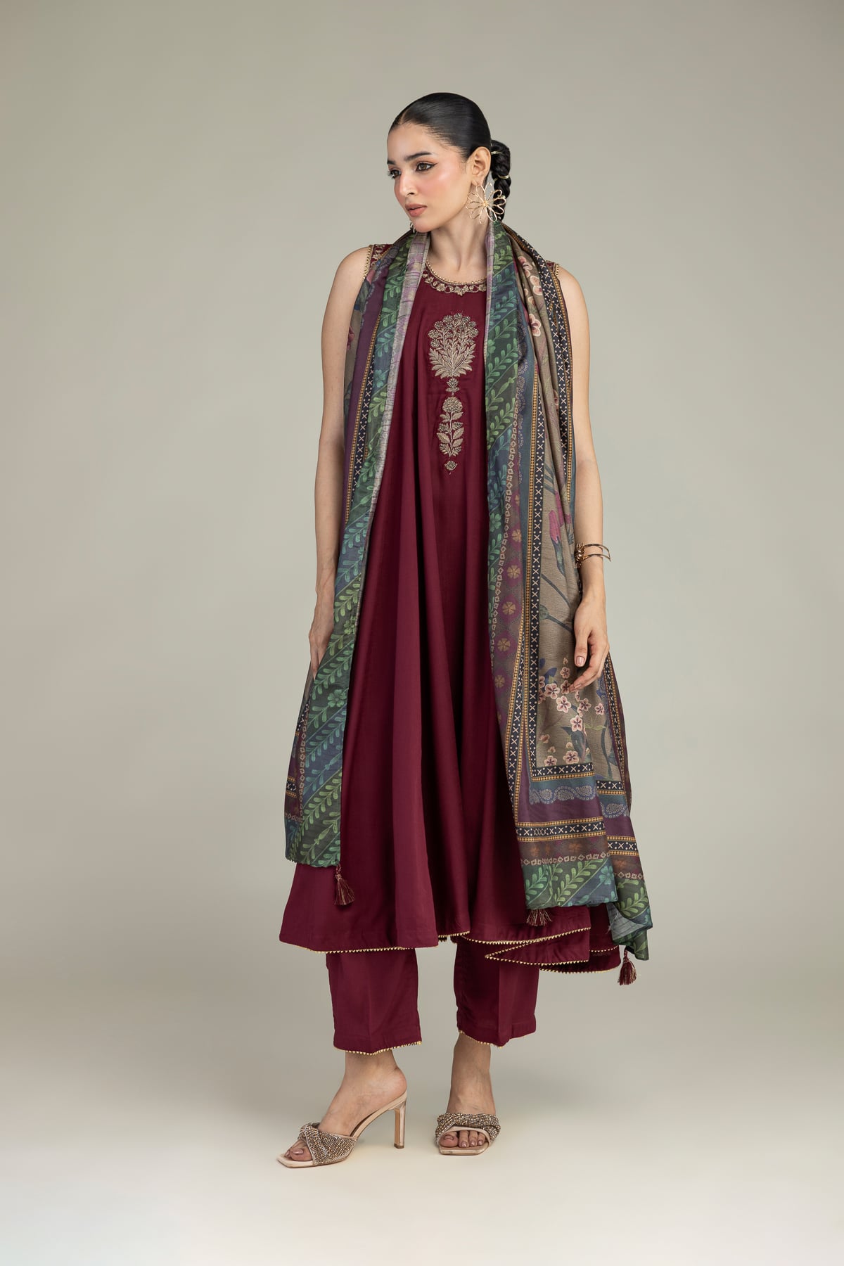Embroidered Raw Silk Raw Silk Pants - 2-26-203-A-D1-VG