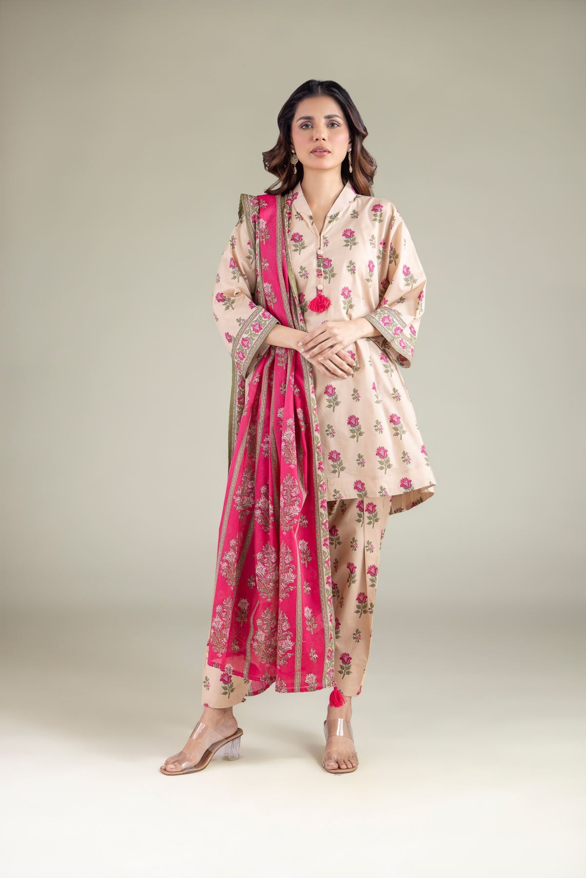 Printed Cambric Smart Floral Shalwar - 1-26-133-A-F-VG
