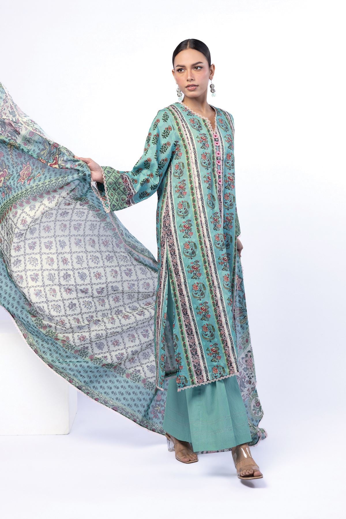 Printed Broshia Fabrics 3 Piece - A113-26-110EJ1-VG