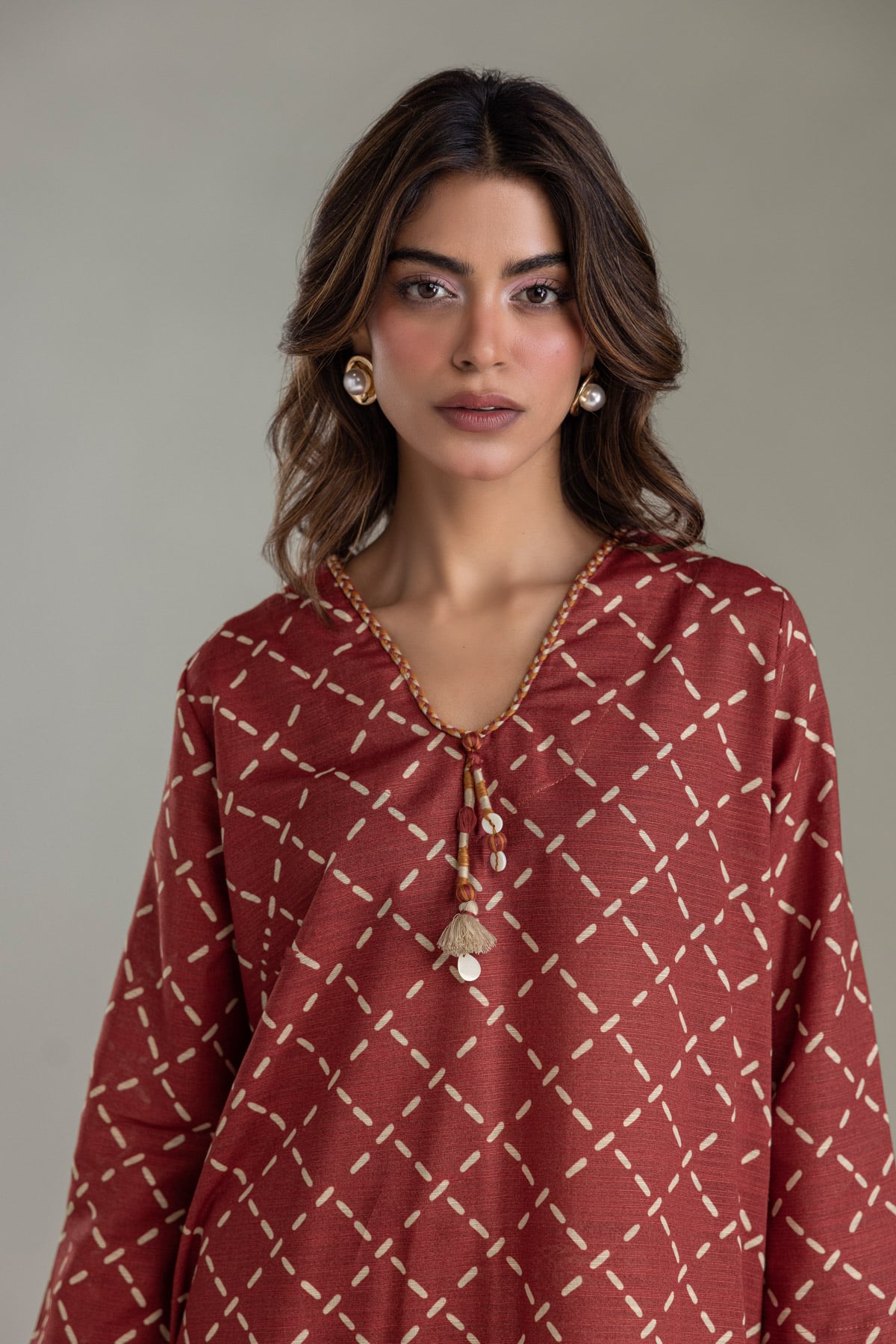 Printed Light Khaddar Longline Khaddar Kurta - 2-26-202-A-D-VG