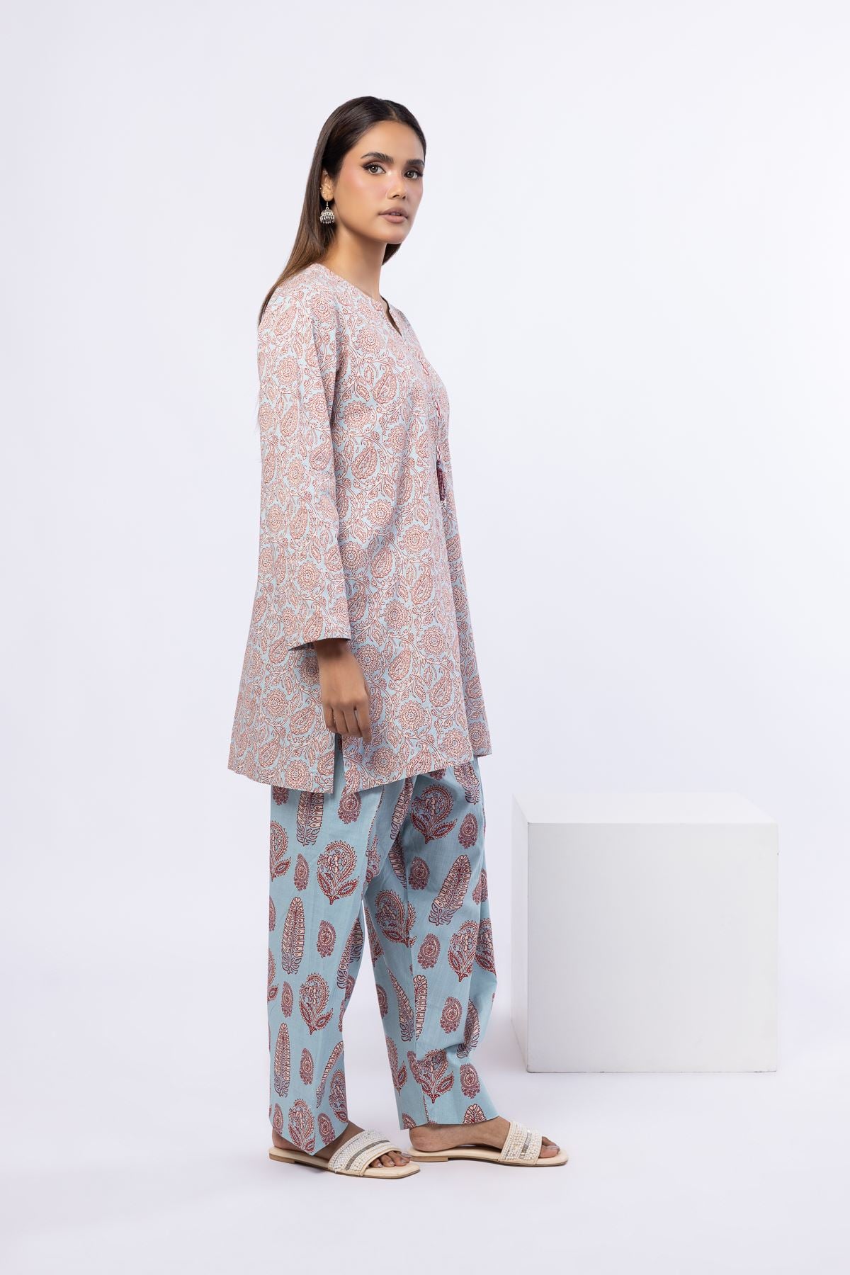 Printed Crosshatch Poplin Pants - OTD4-EX25-01BA-VG