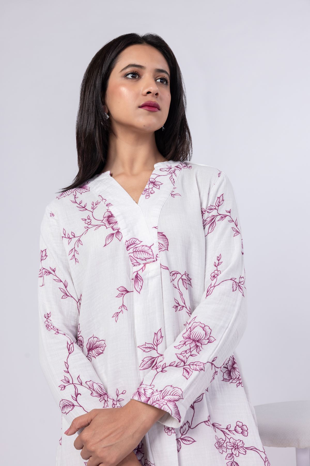 Printed Cheese Cloth Kurta - 25-04EX20-02BA-VG