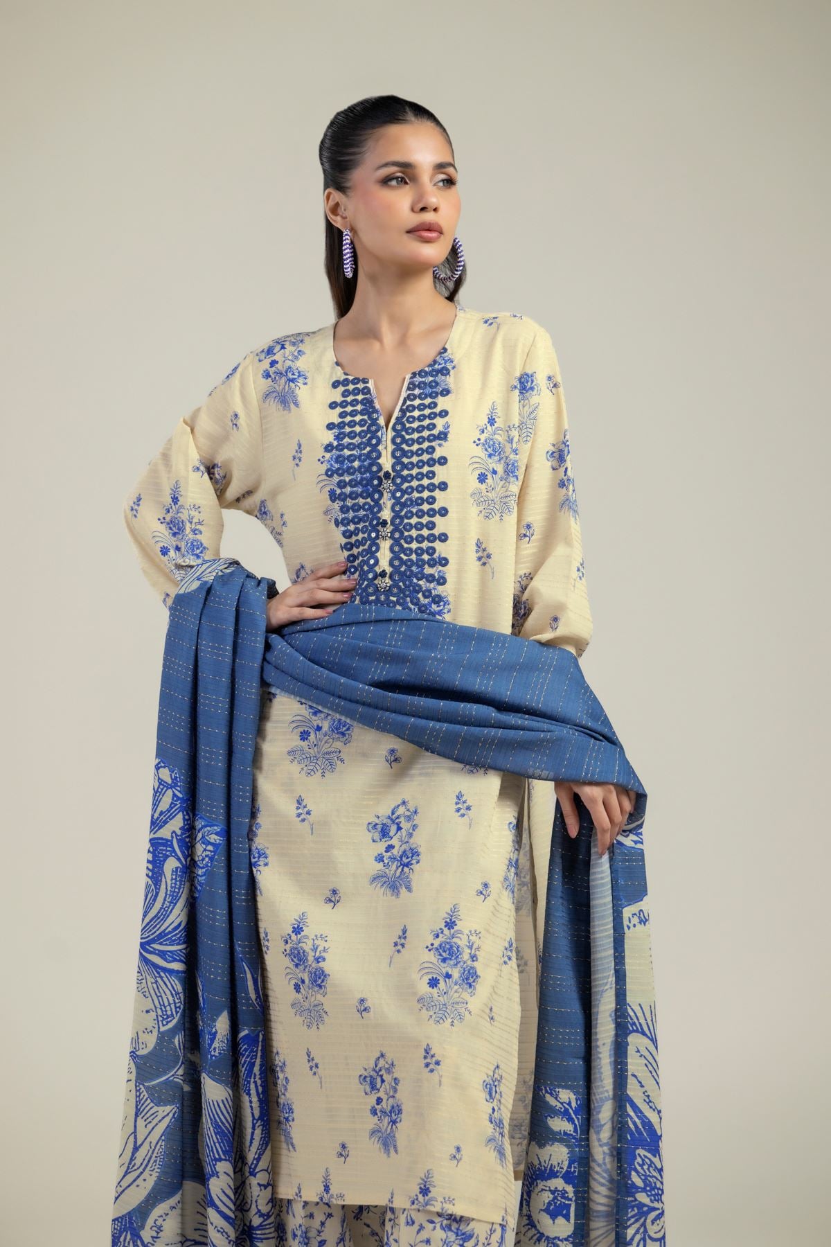 Embroidered Mesuri Dobby Mesuri Tailored 3-Piece - 1-26-102-A-F-VG
