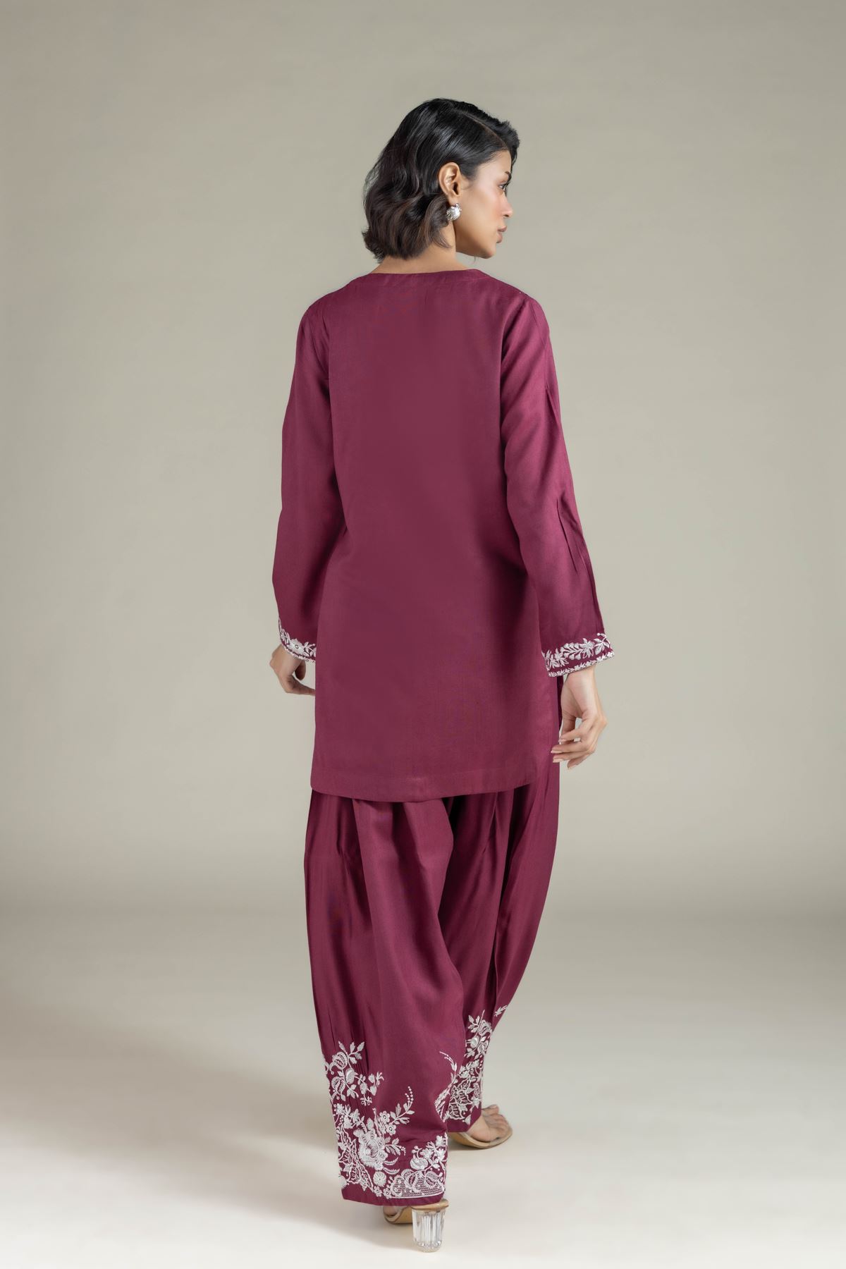 Embroidered Heavy Blended Viscose Floral Short Kurta - 25-09-9S1-04TA-VG