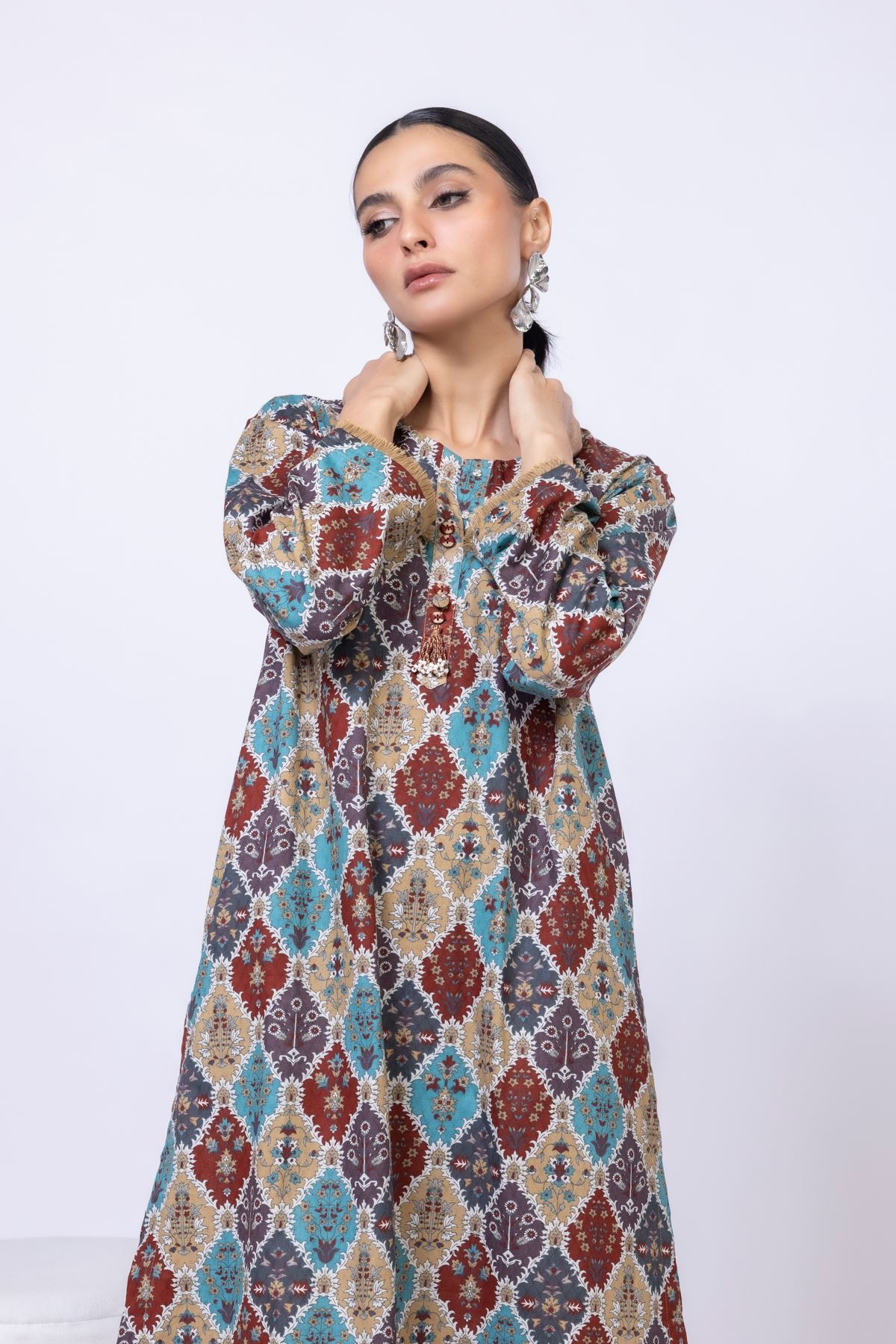 Printed Cotton Dobby Kurta - 25-04E43-01TB-VG