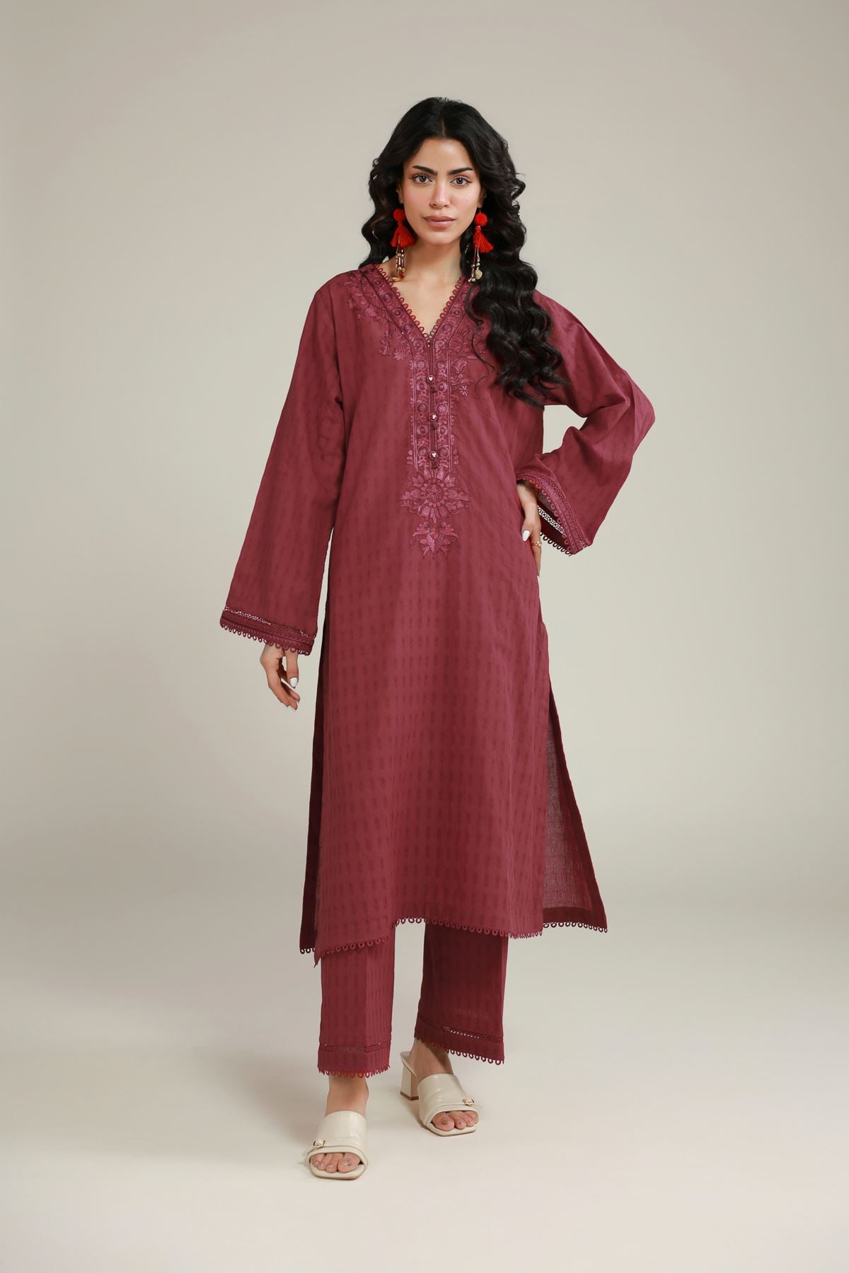 Embroidered Dobby Fabrics 2 Piece | Top and Bottom - A112-26-108EC2-VG